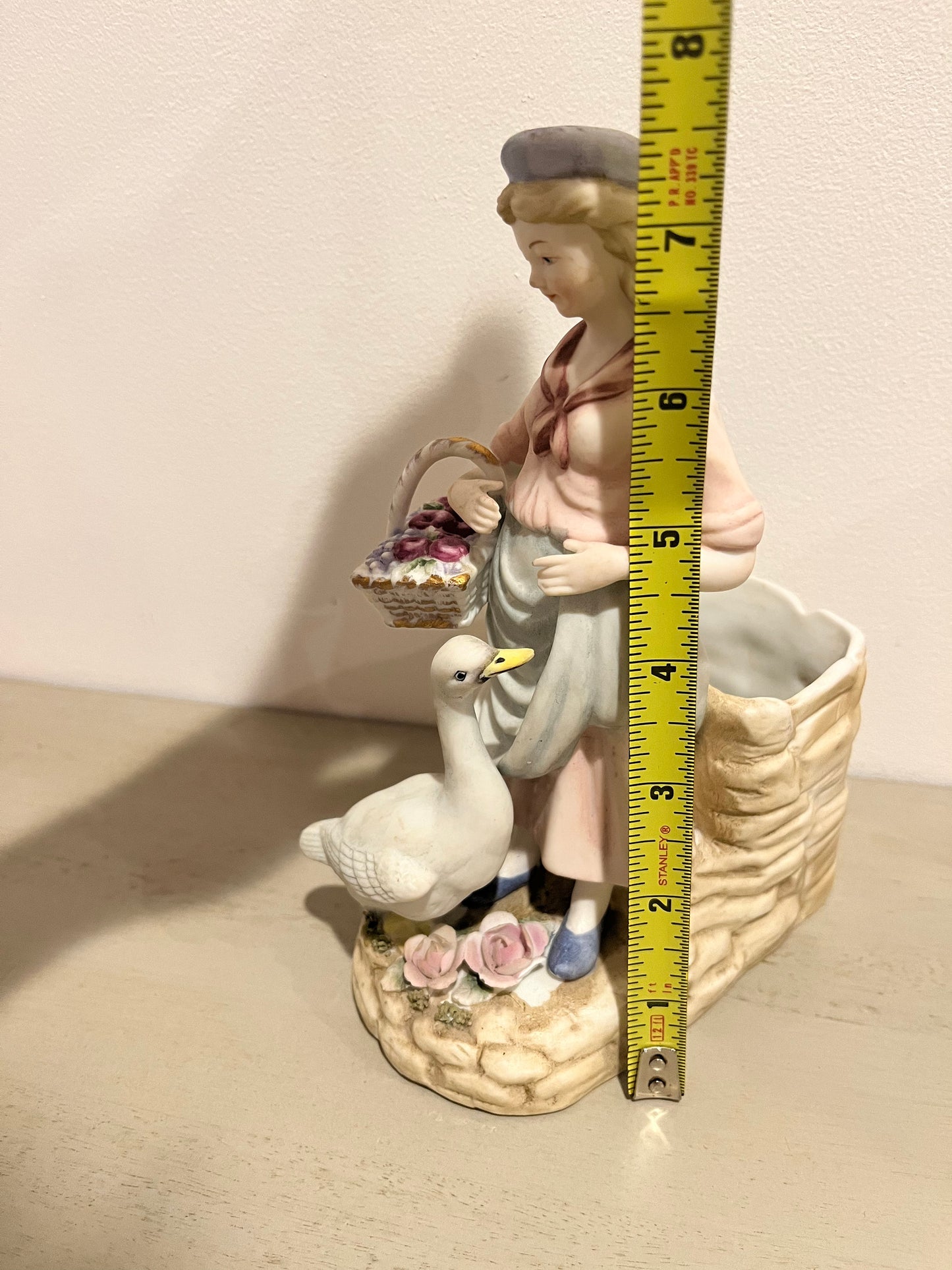 Vintage Andrea by Sadek Bisque Girl & Goose figurine