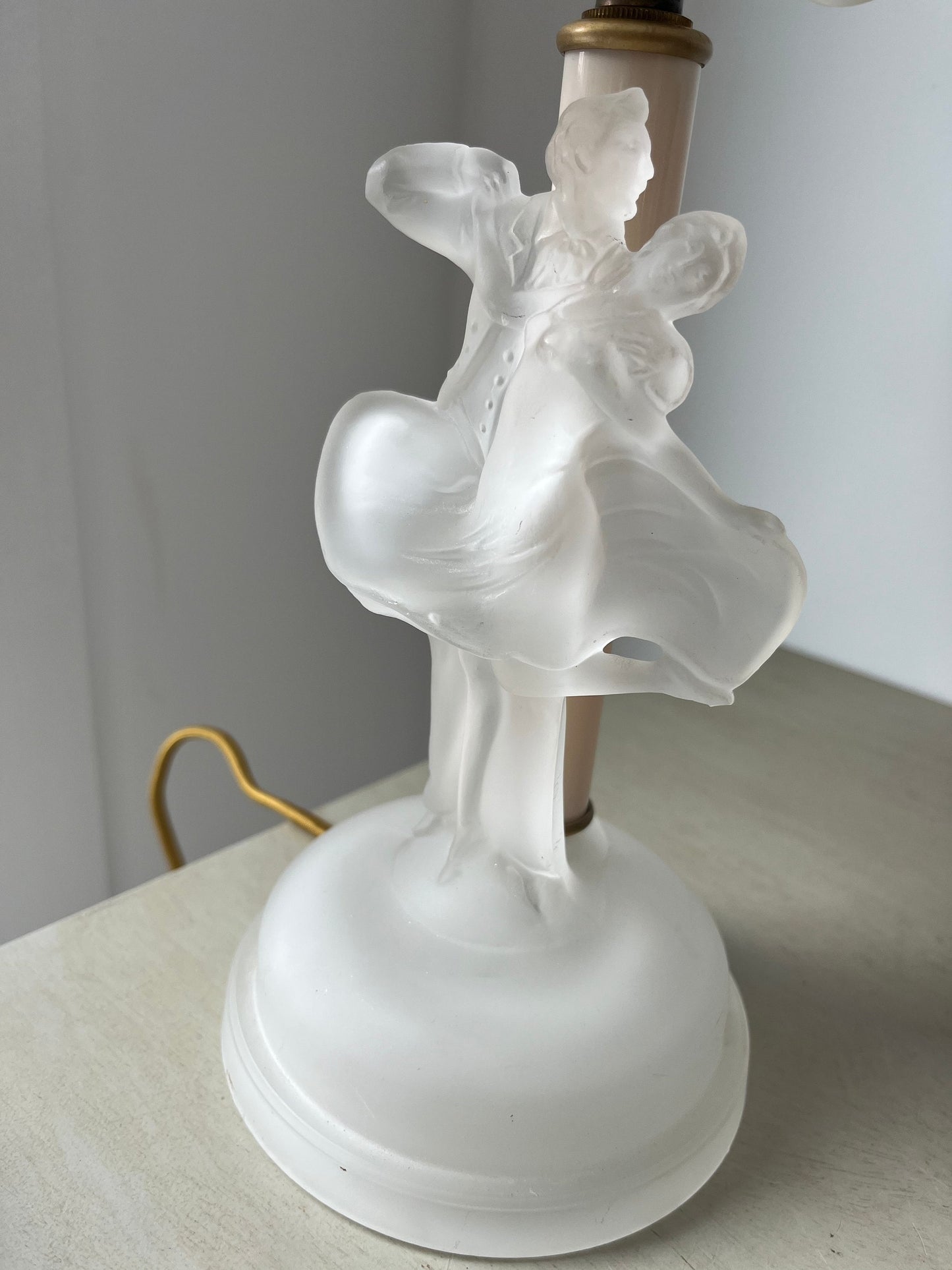 Vintage Art Deco 1930's frosted glass figural table or vanity lamp