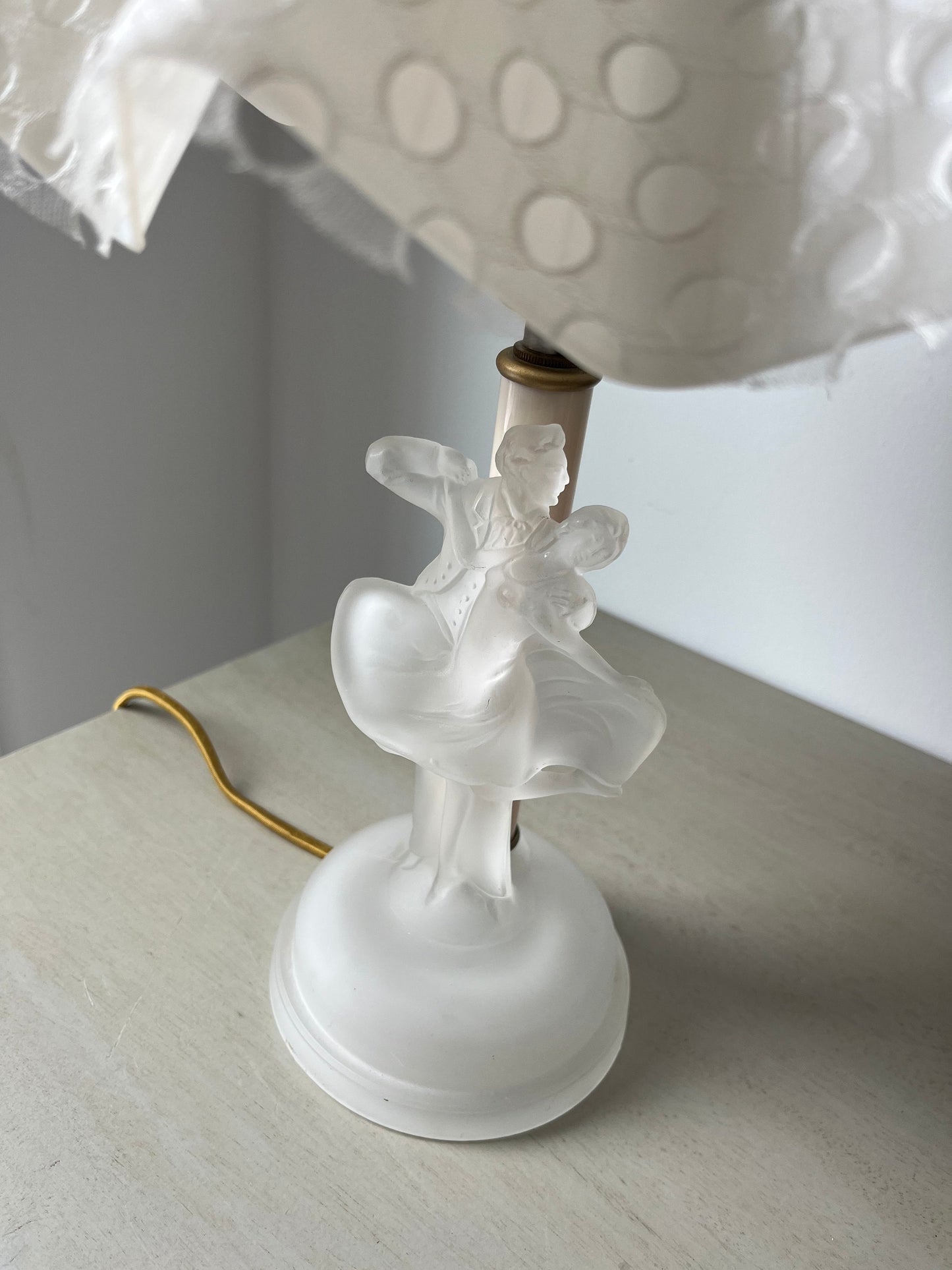Vintage Art Deco 1930's frosted glass figural table or vanity lamp