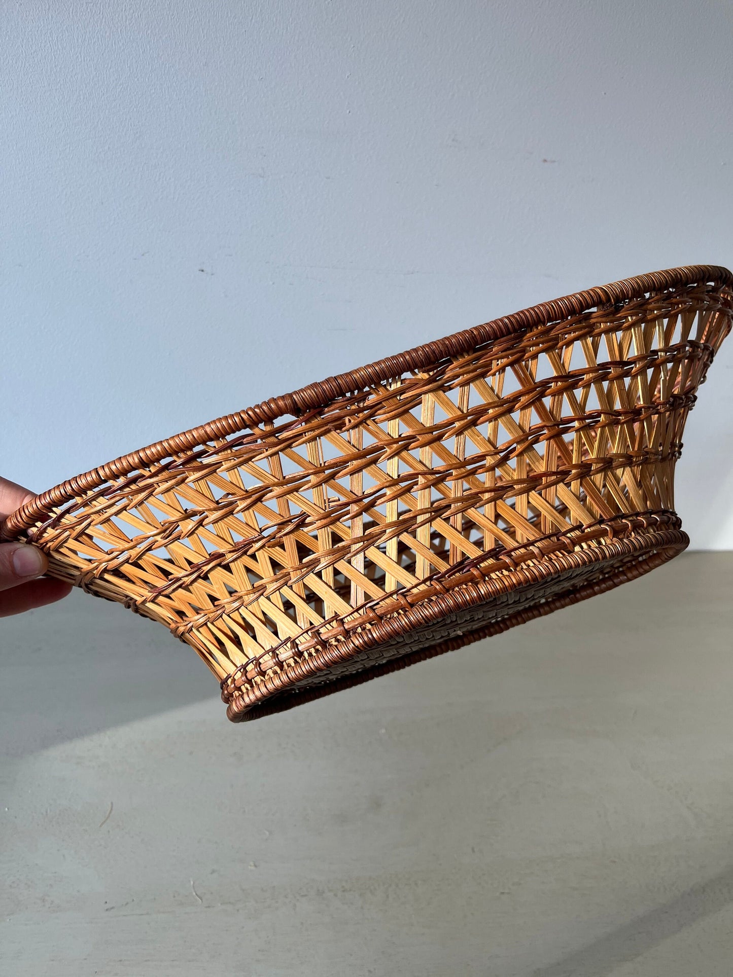 Really nice vintage BOHO wicker boat basket