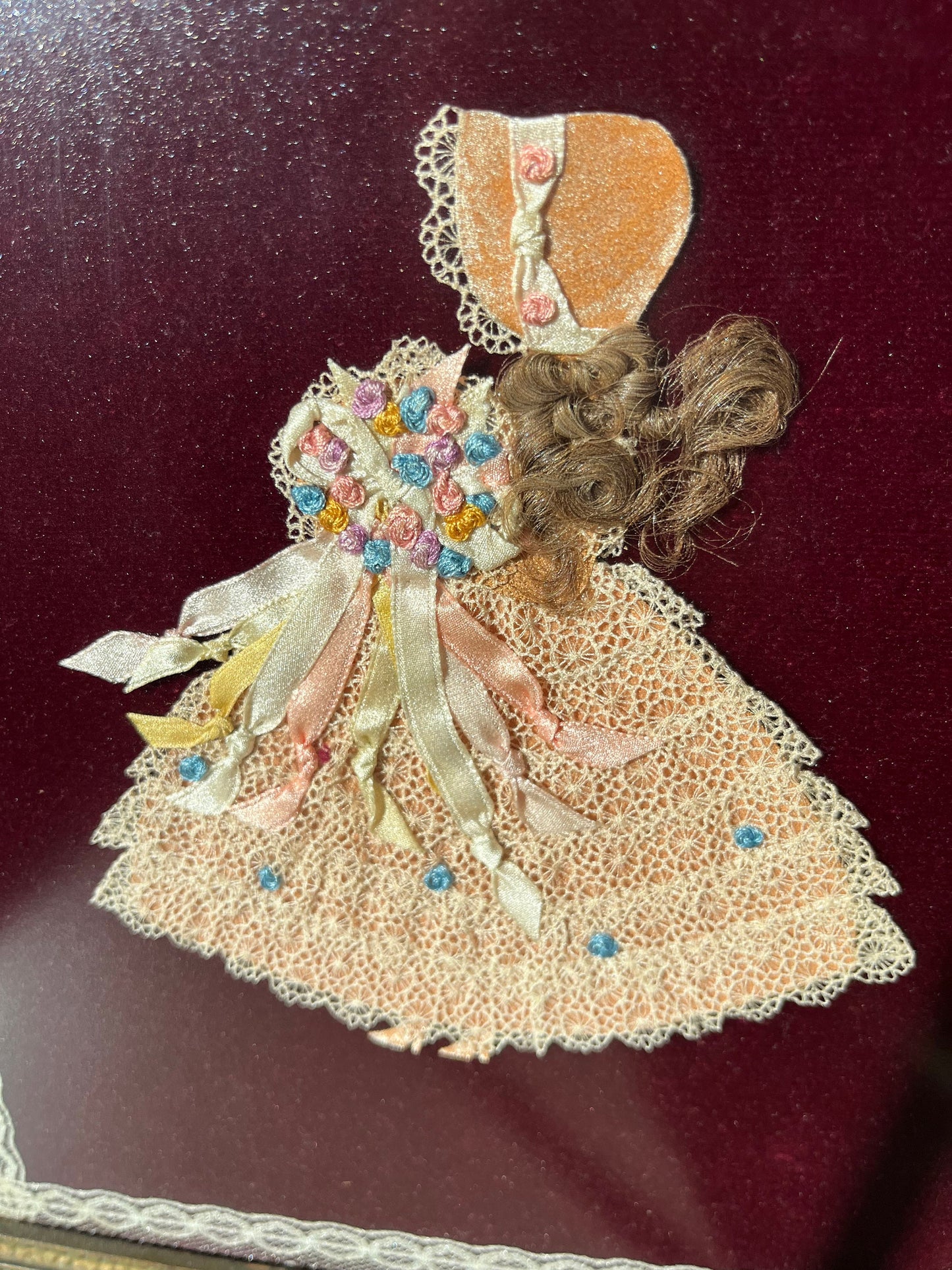 1930s paper and fabric framed doll