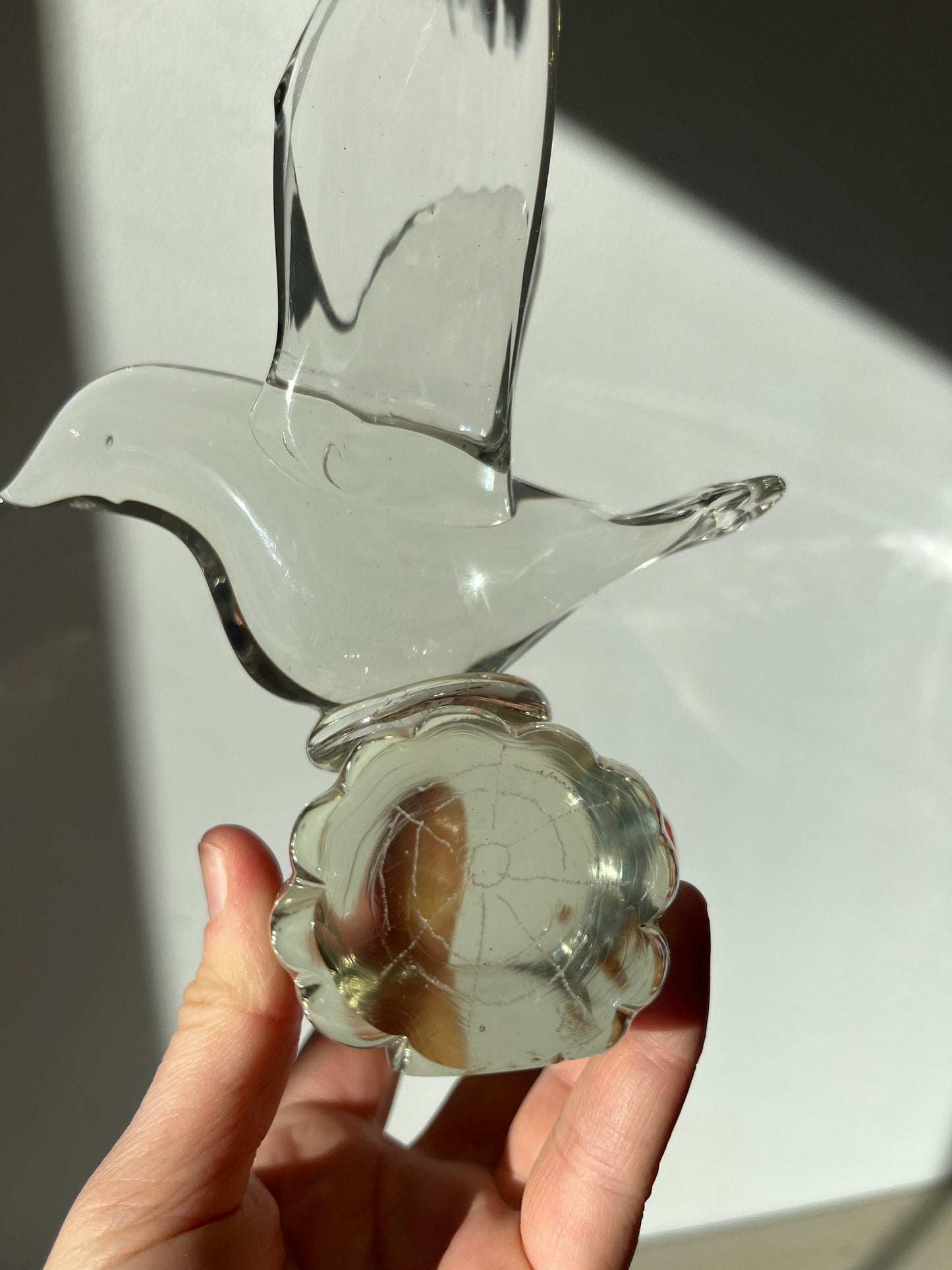 Vintage bird crystal glass figurine