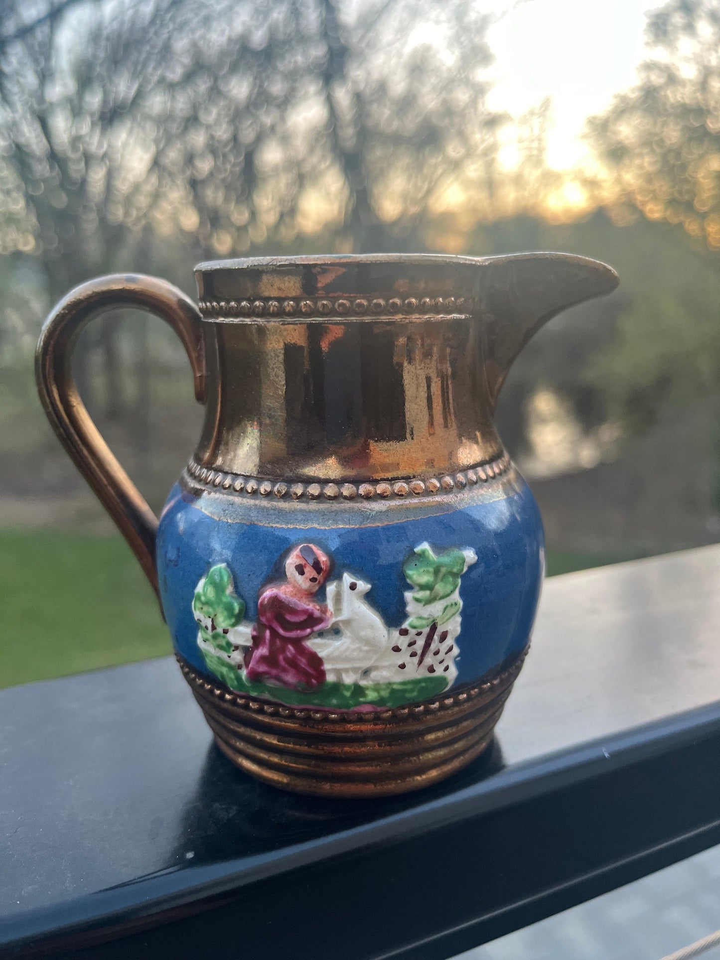 Antique Victorian Copper Luster Creamer Pearlware
