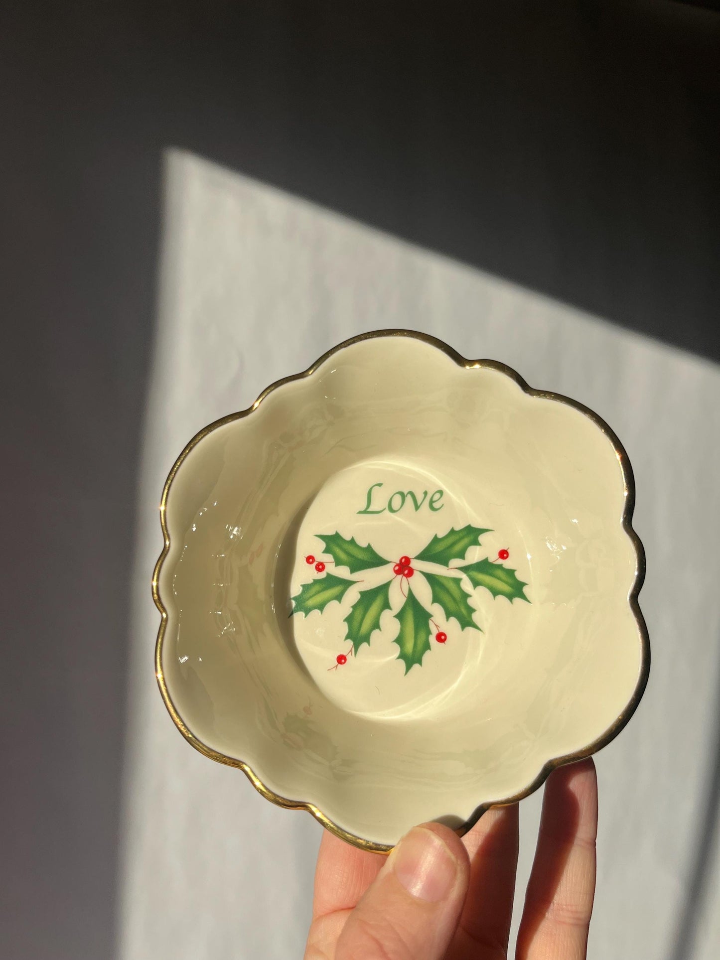 Vintage LENOX Christmas Round Fluted Dish Bowl