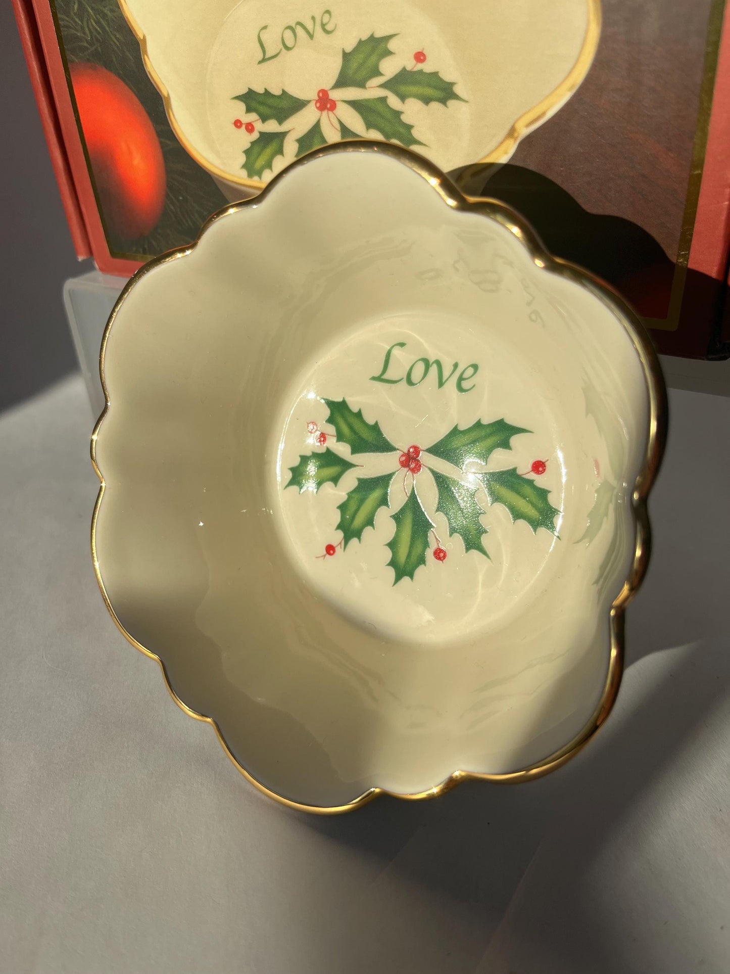 Vintage LENOX Christmas Round Fluted Dish Bowl