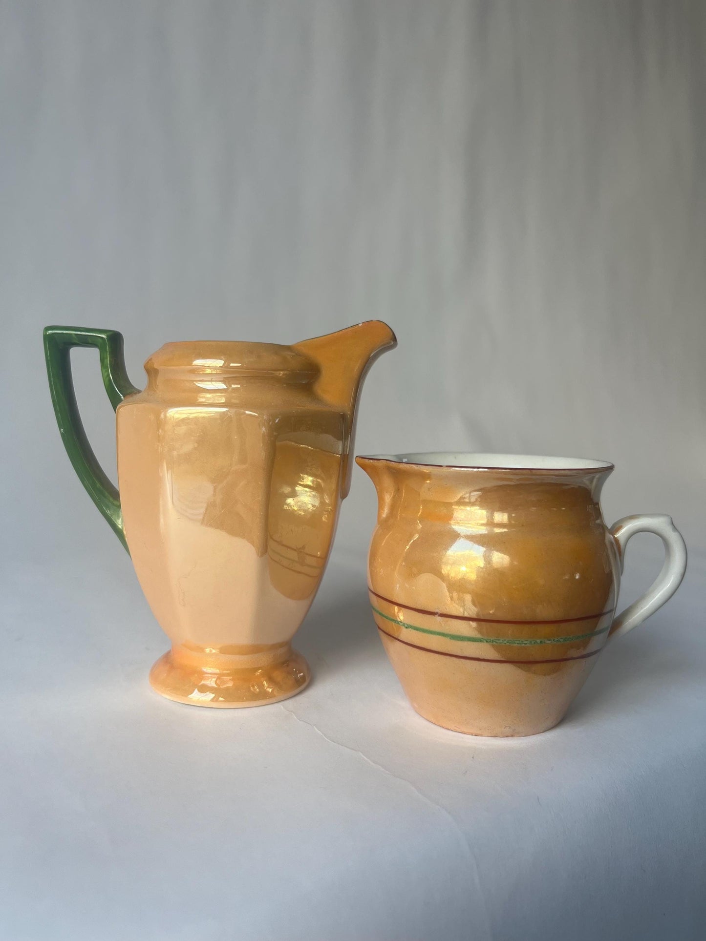 Vintage 1930s lusterware creamers made in Czechoslovakia