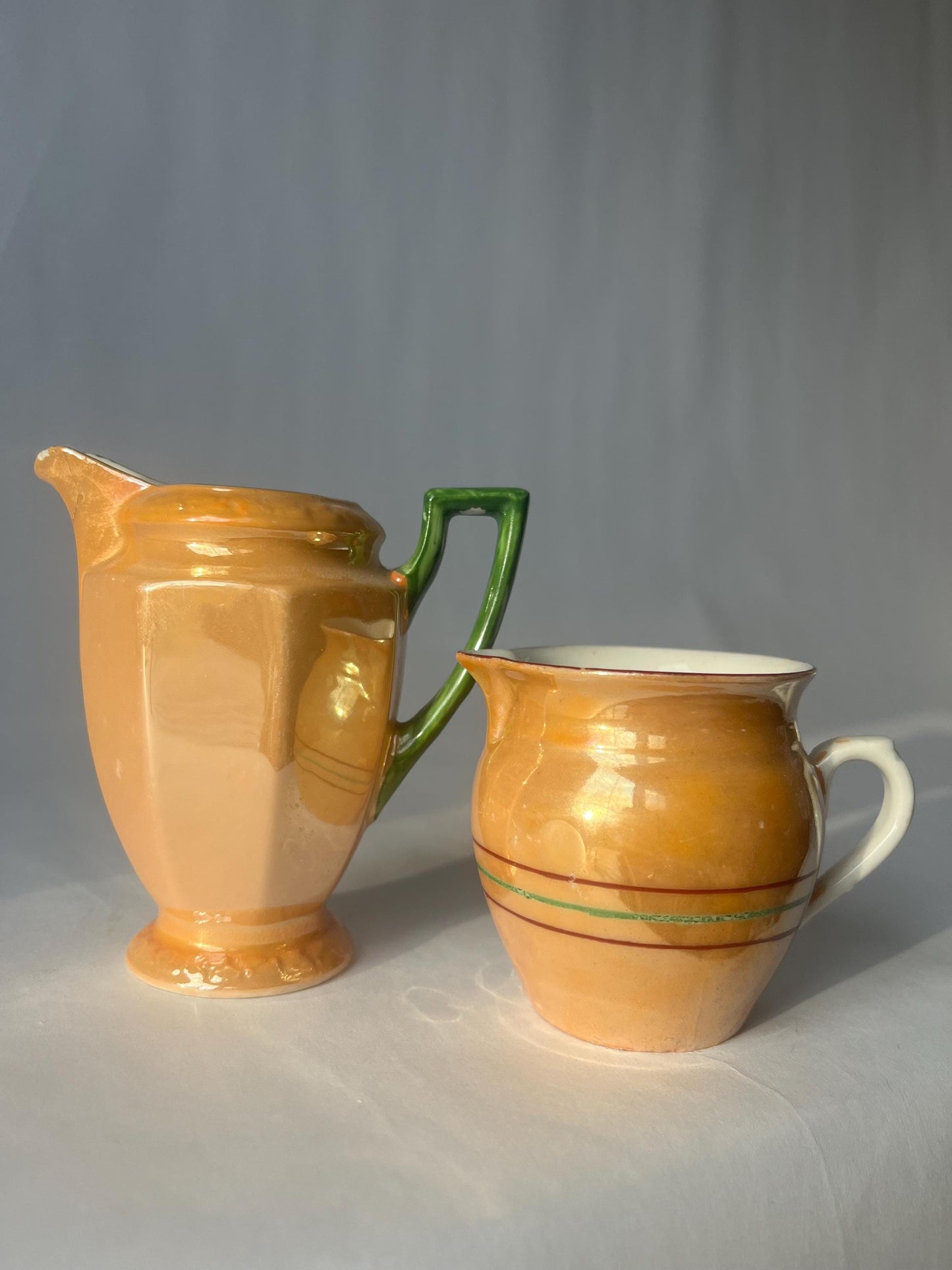 Vintage 1930s lusterware creamers made in Czechoslovakia