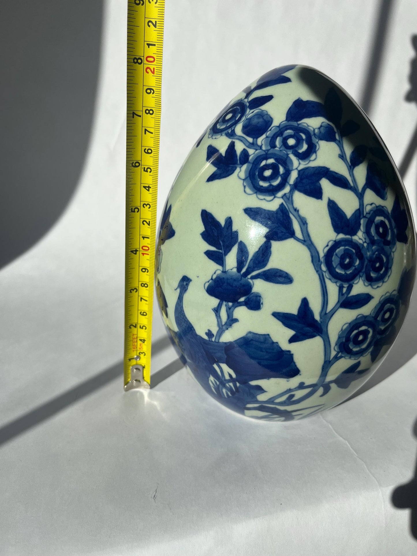 Vintage Bombay Blue & White Large Oriental Chinoiserie Egg