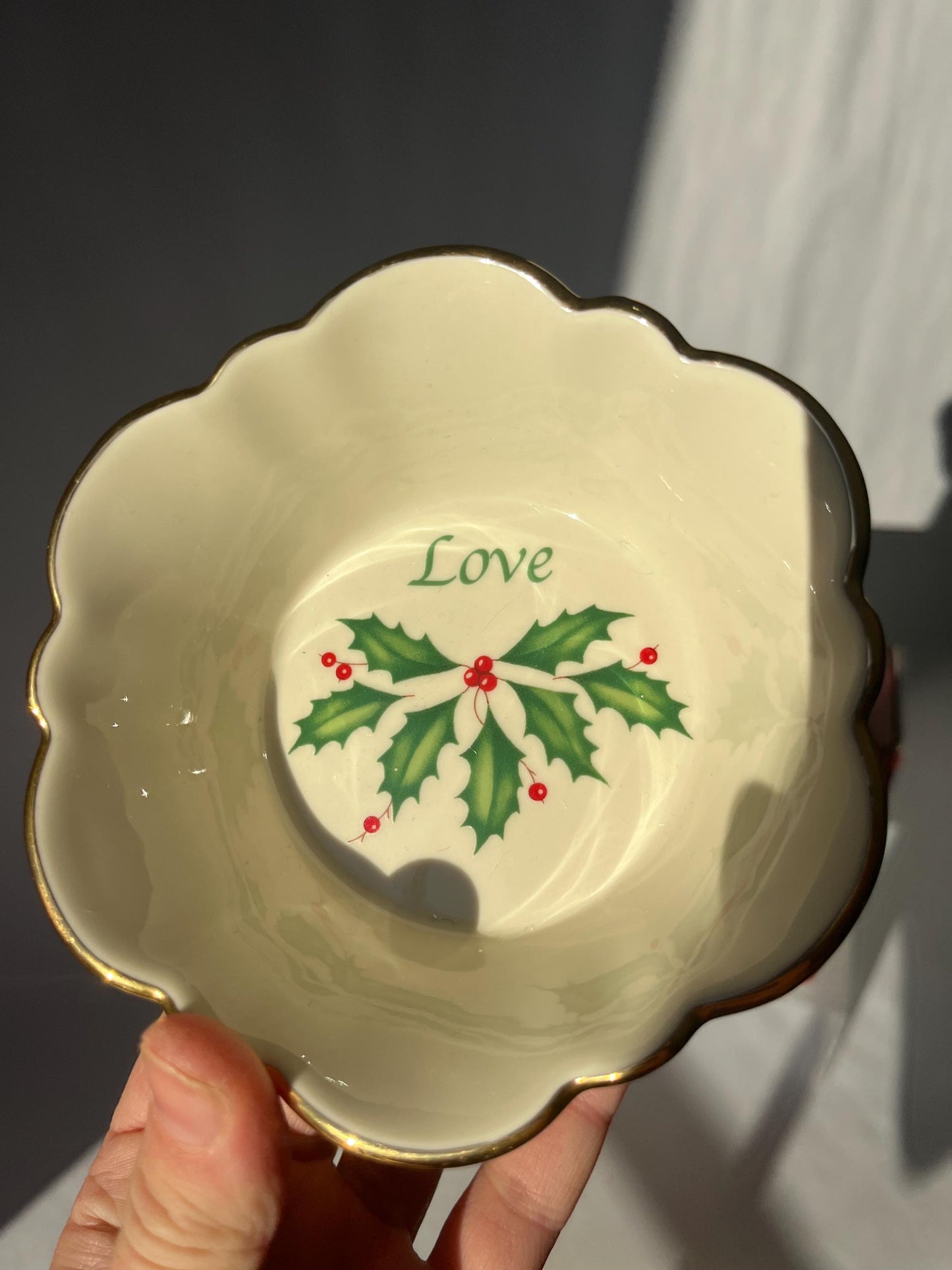 Vintage LENOX Christmas Round Fluted Dish Bowl