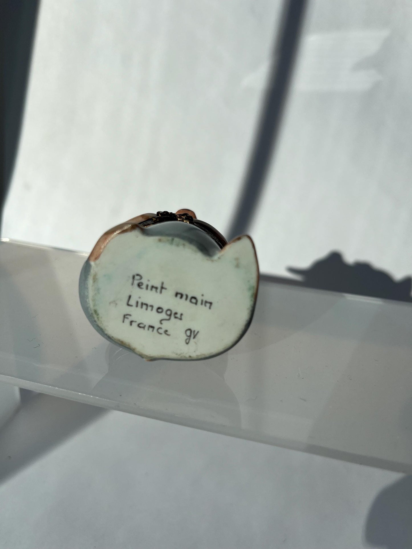 Limoges France Mini Pig Trinket Box Hand Painted