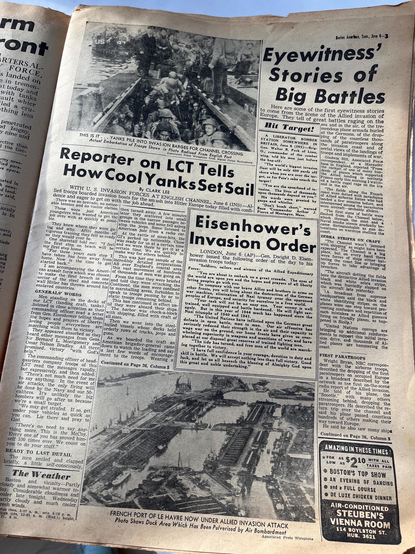 Vintage June 6 1944 D-Day Edition Newspaper