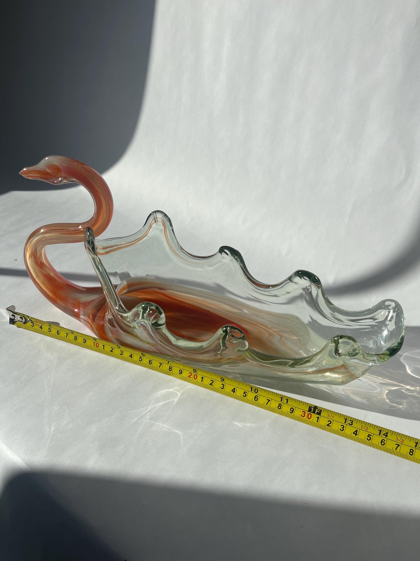Vintage MCM Sooner Glass Hand Blown Swan Bowl