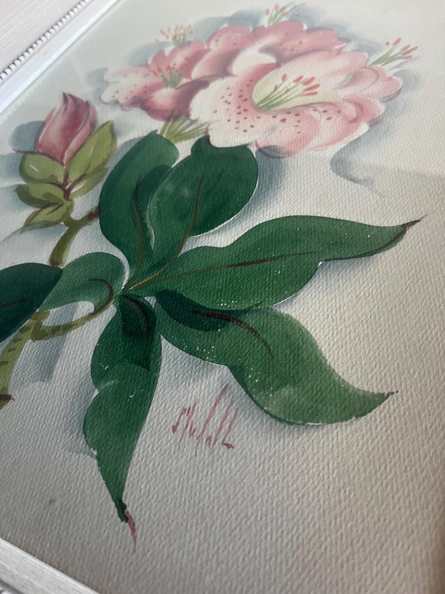 Wonderful Pair of Vintage Framed Floral Paintings Signed by Artist