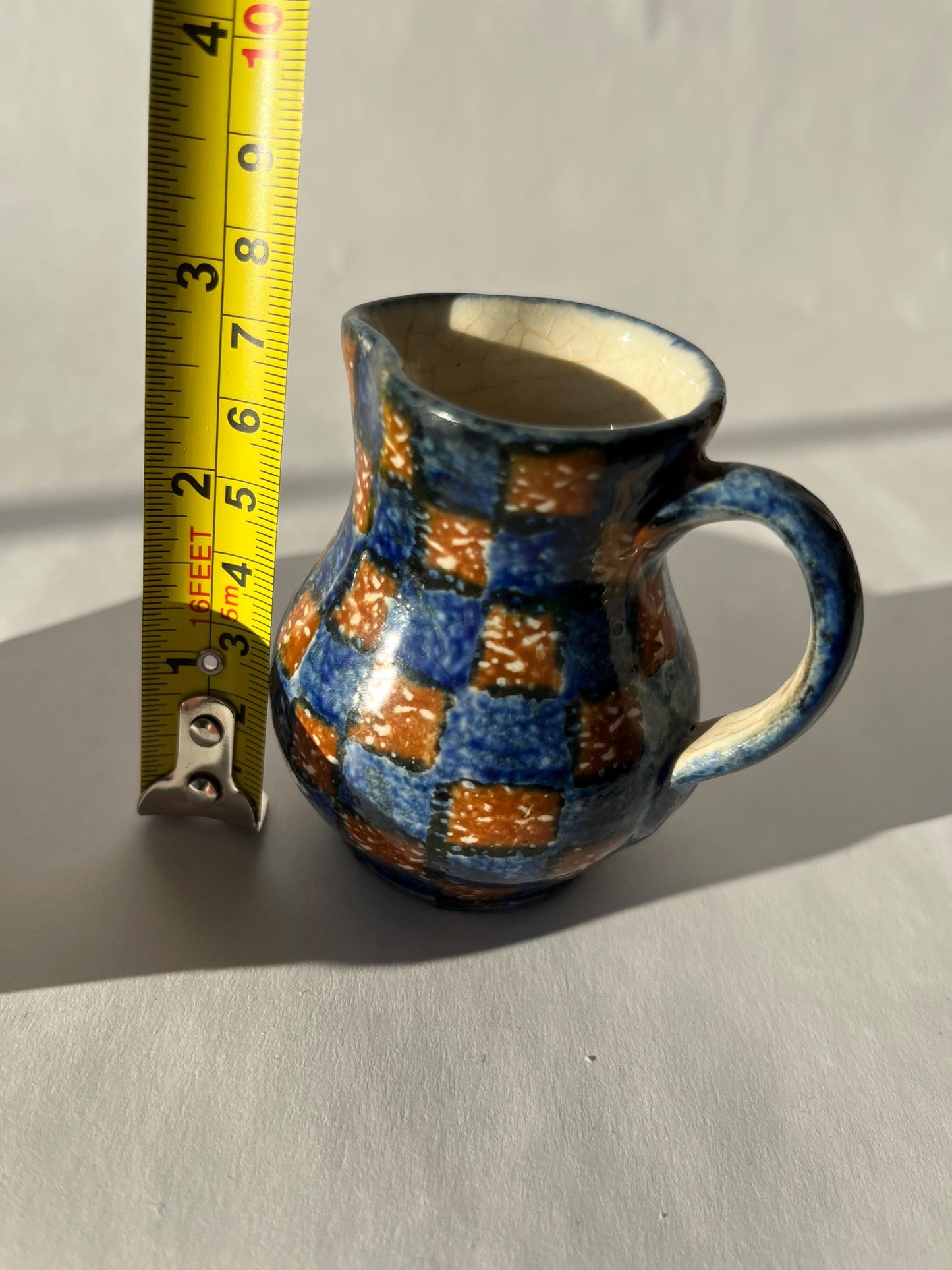 Set of Checkered Vintage Creamer and Bowl by Erphila Germany