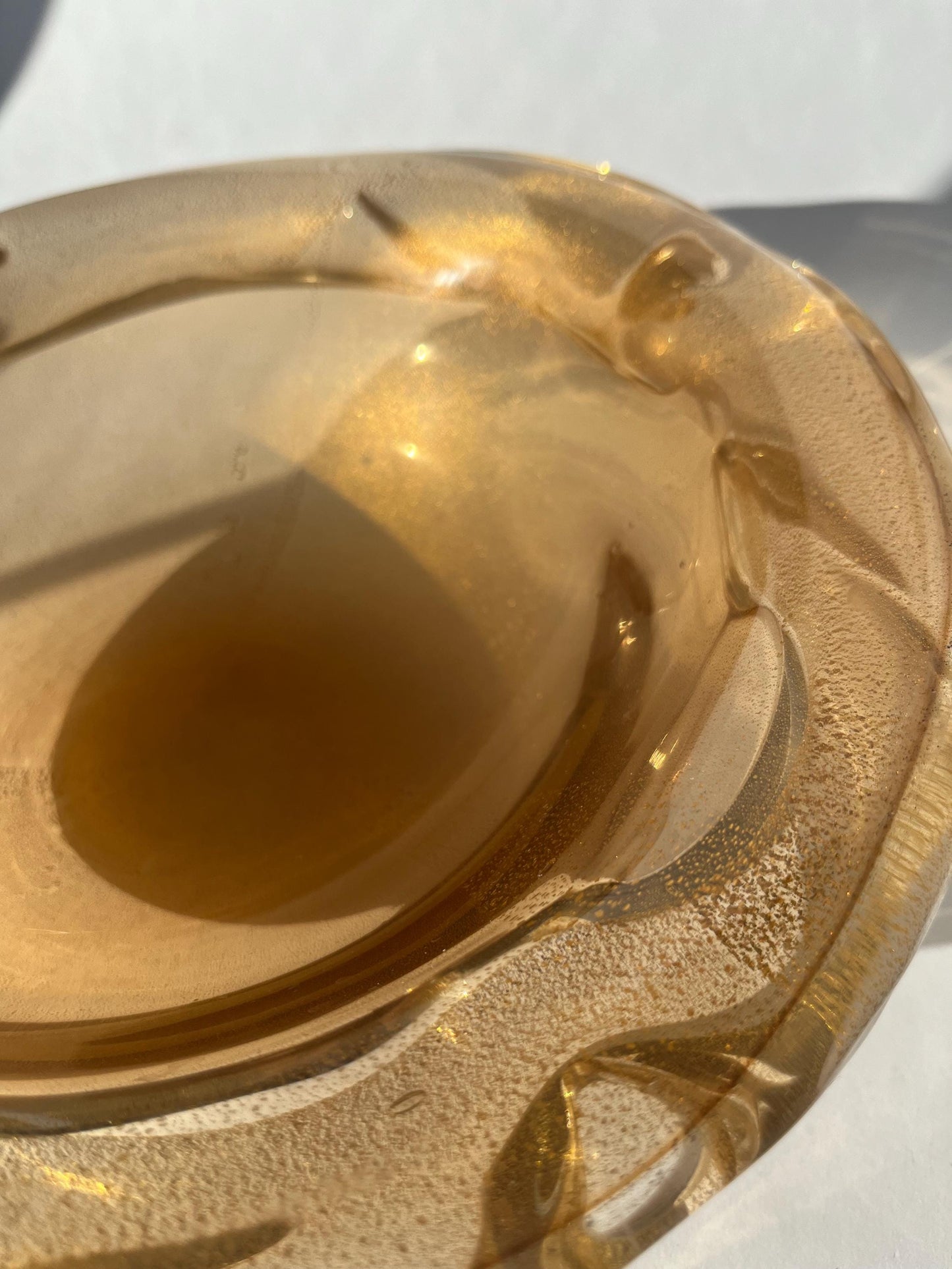 Rare MCM Vintage Murano Glass Amber Bowl