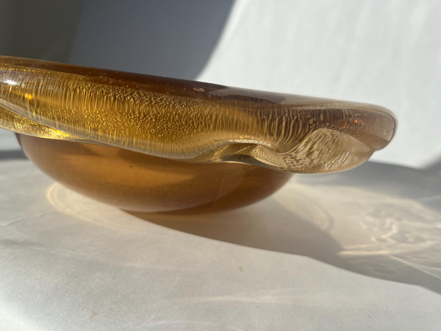 Rare MCM Vintage Murano Glass Amber Bowl