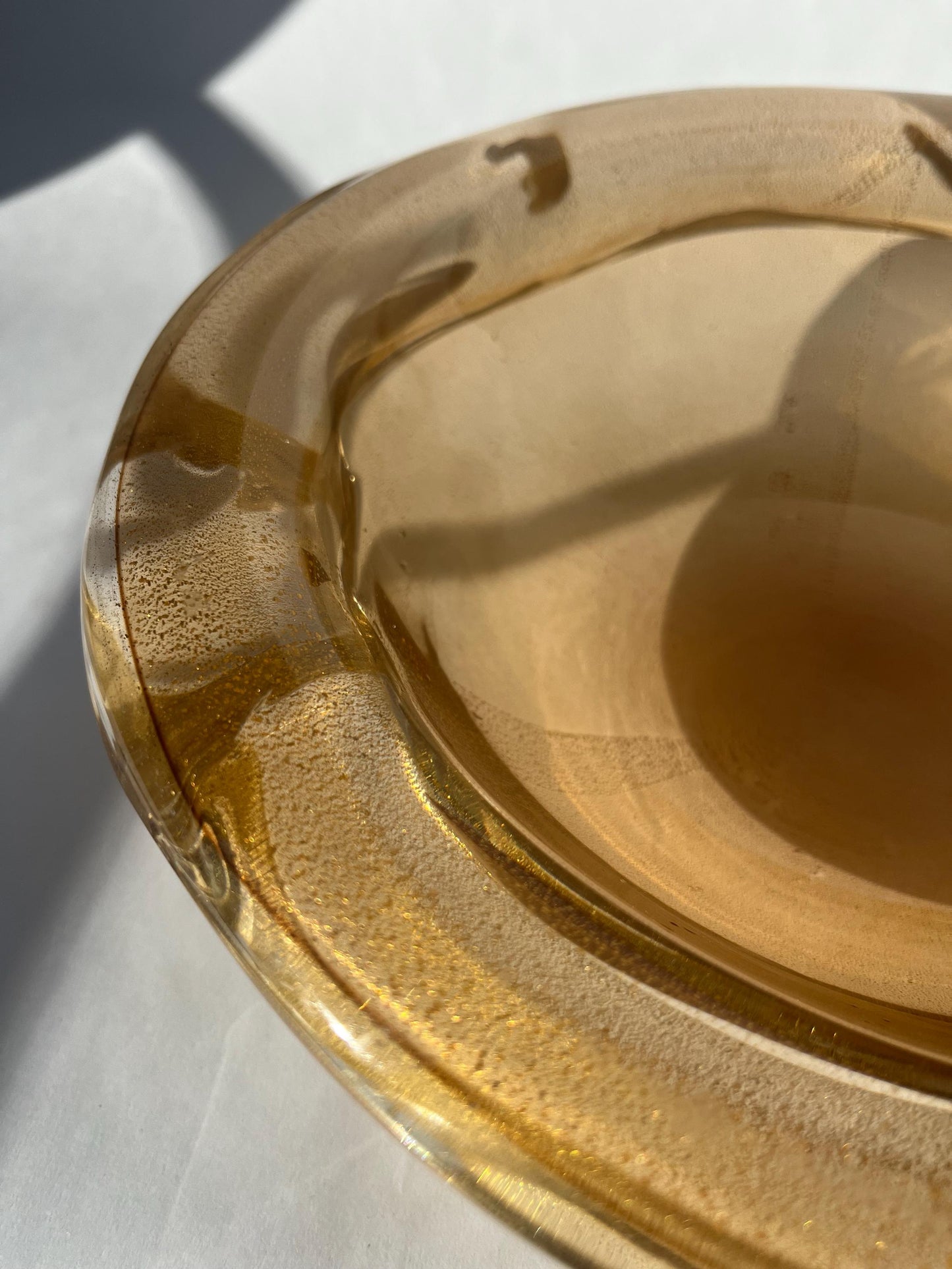 Rare MCM Vintage Murano Glass Amber Bowl