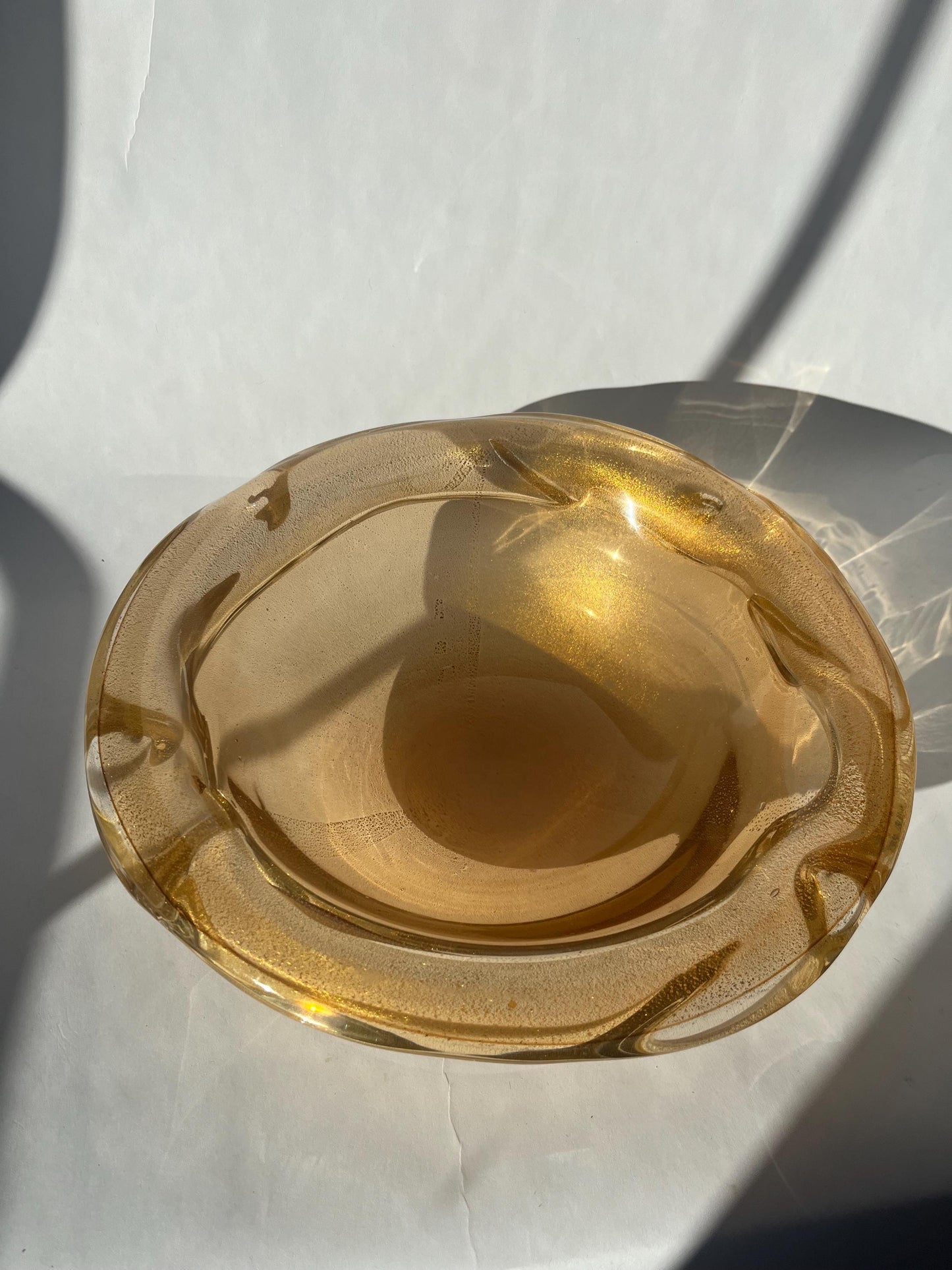 Rare MCM Vintage Murano Glass Amber Bowl