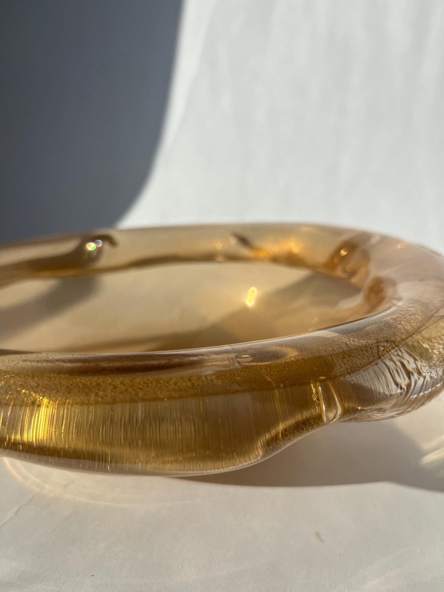 Rare MCM Vintage Murano Glass Amber Bowl