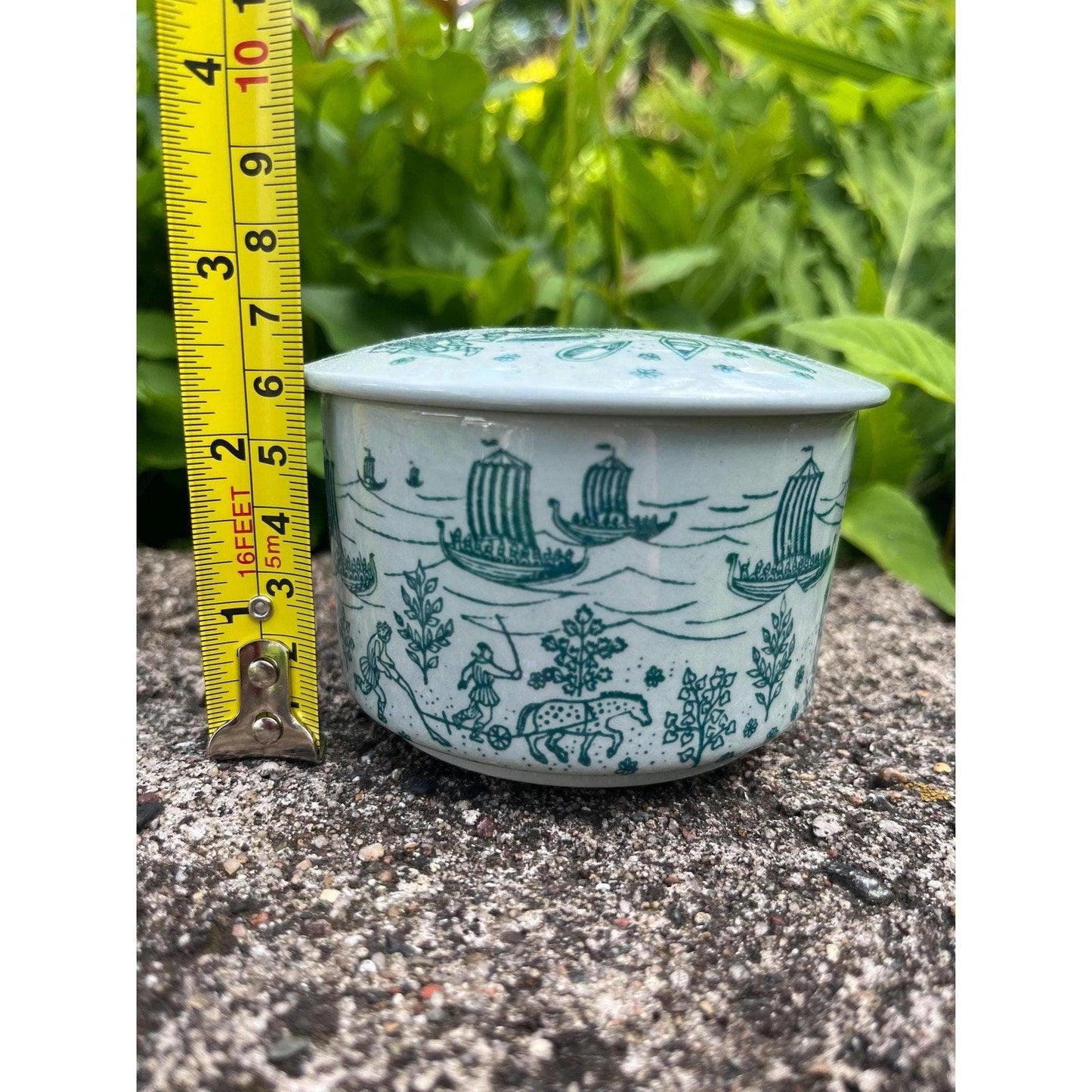 Vintage Nymolle Hoyrup lidded trinket dish, made in Denmark