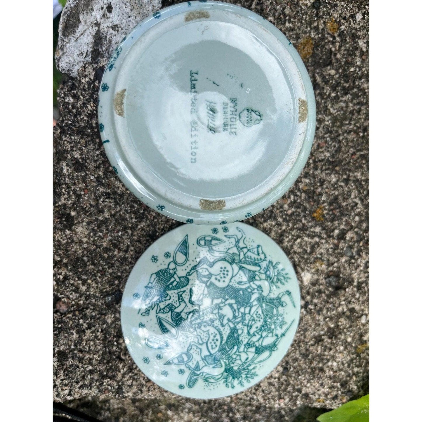 Vintage Nymolle Hoyrup lidded trinket dish, made in Denmark
