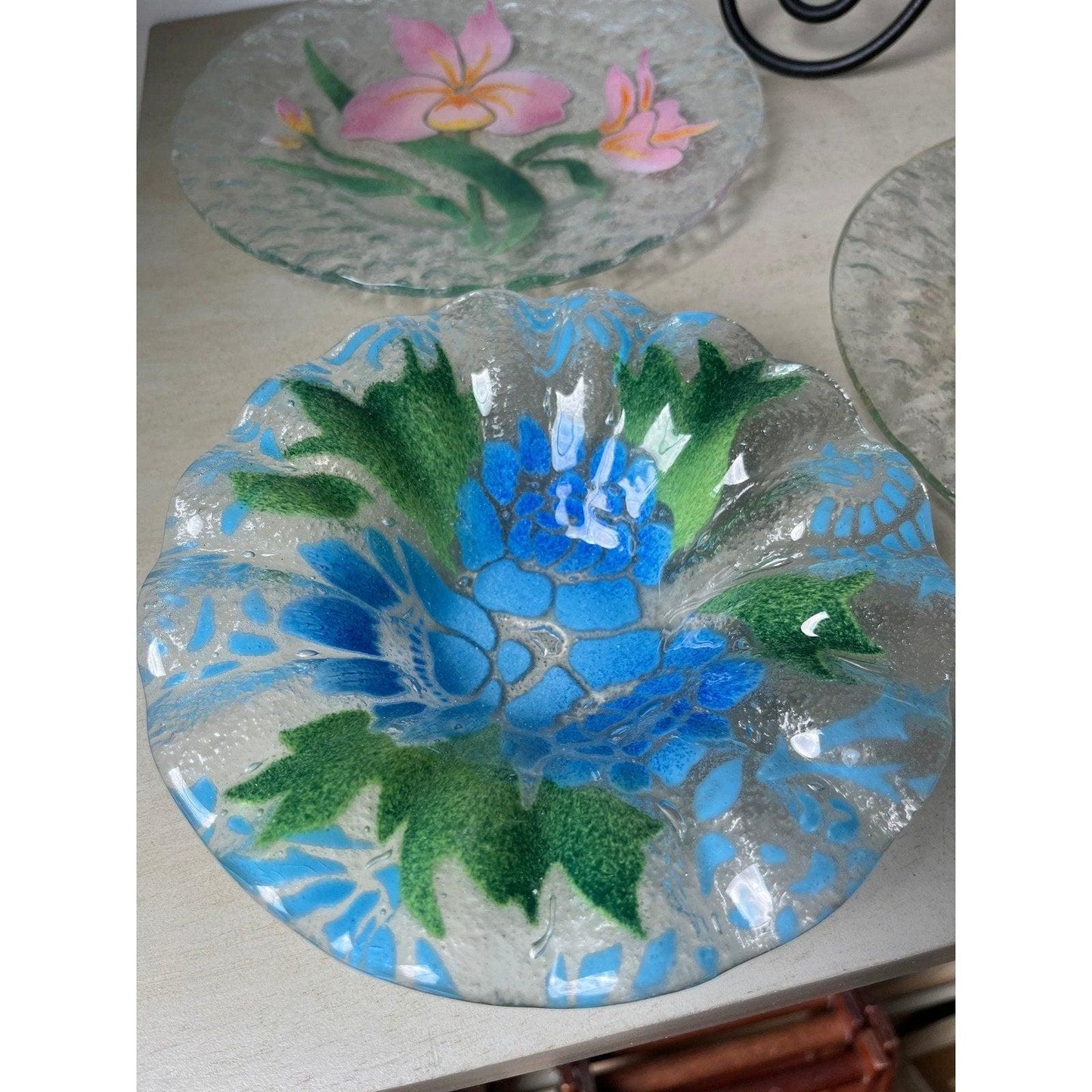 Ser of vintage Sydenstricker fused glass plates