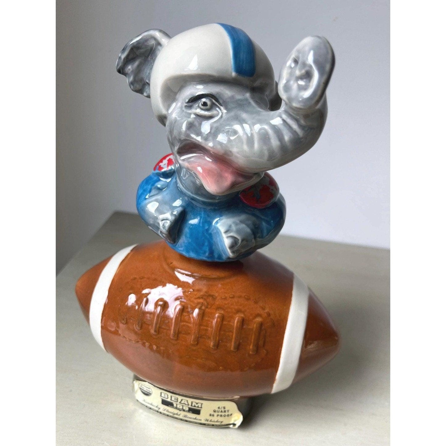 Vintage Jim Beam Elephant Football Whiskey Decanter 1972