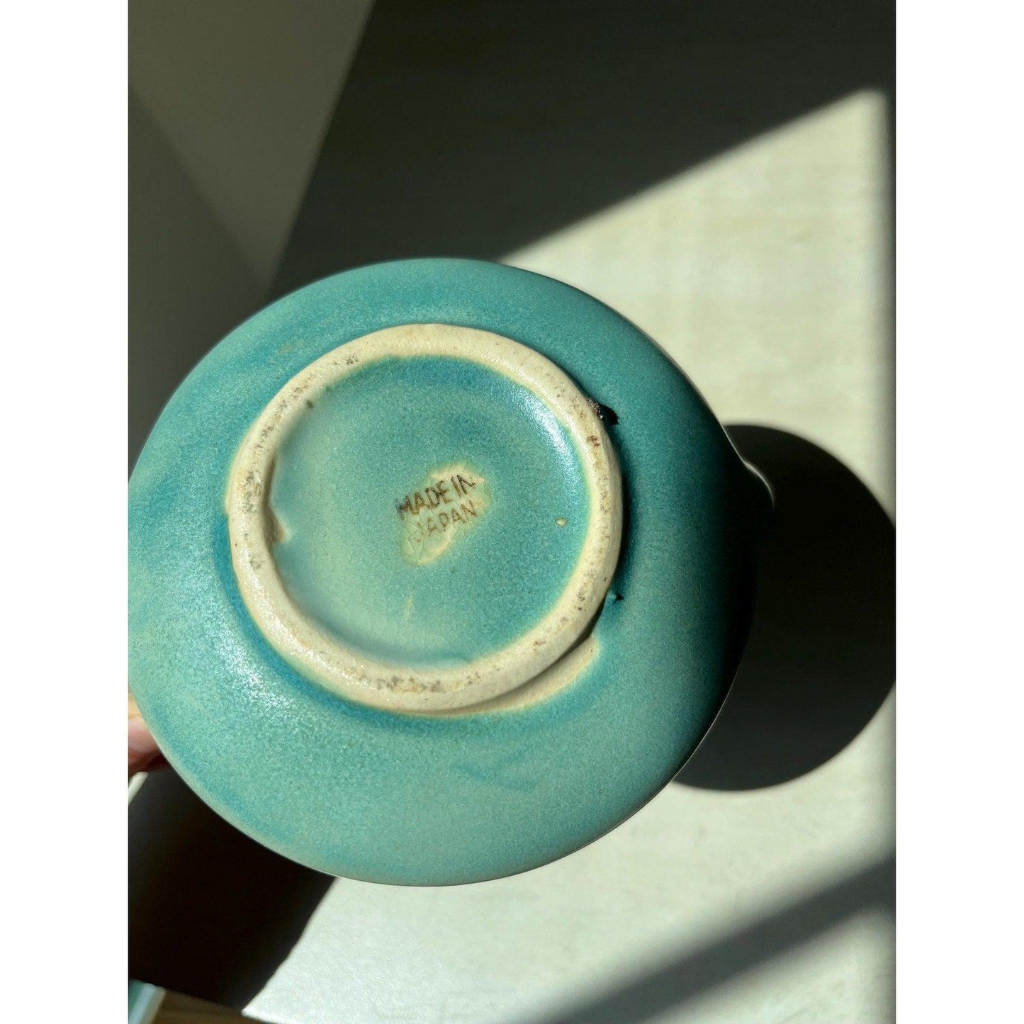 Mid-century 1950s two-handled Vase Made in Japan, Roseville "Monticello" Pattern