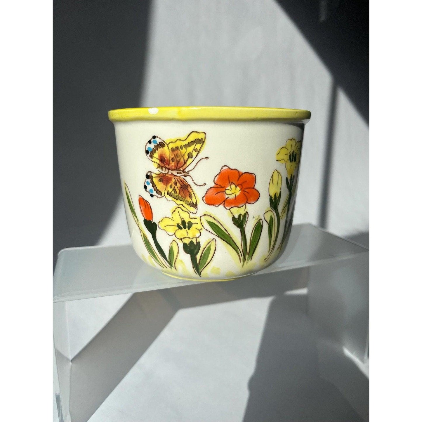 Vintage Ardco small planter with butterflies and flowers