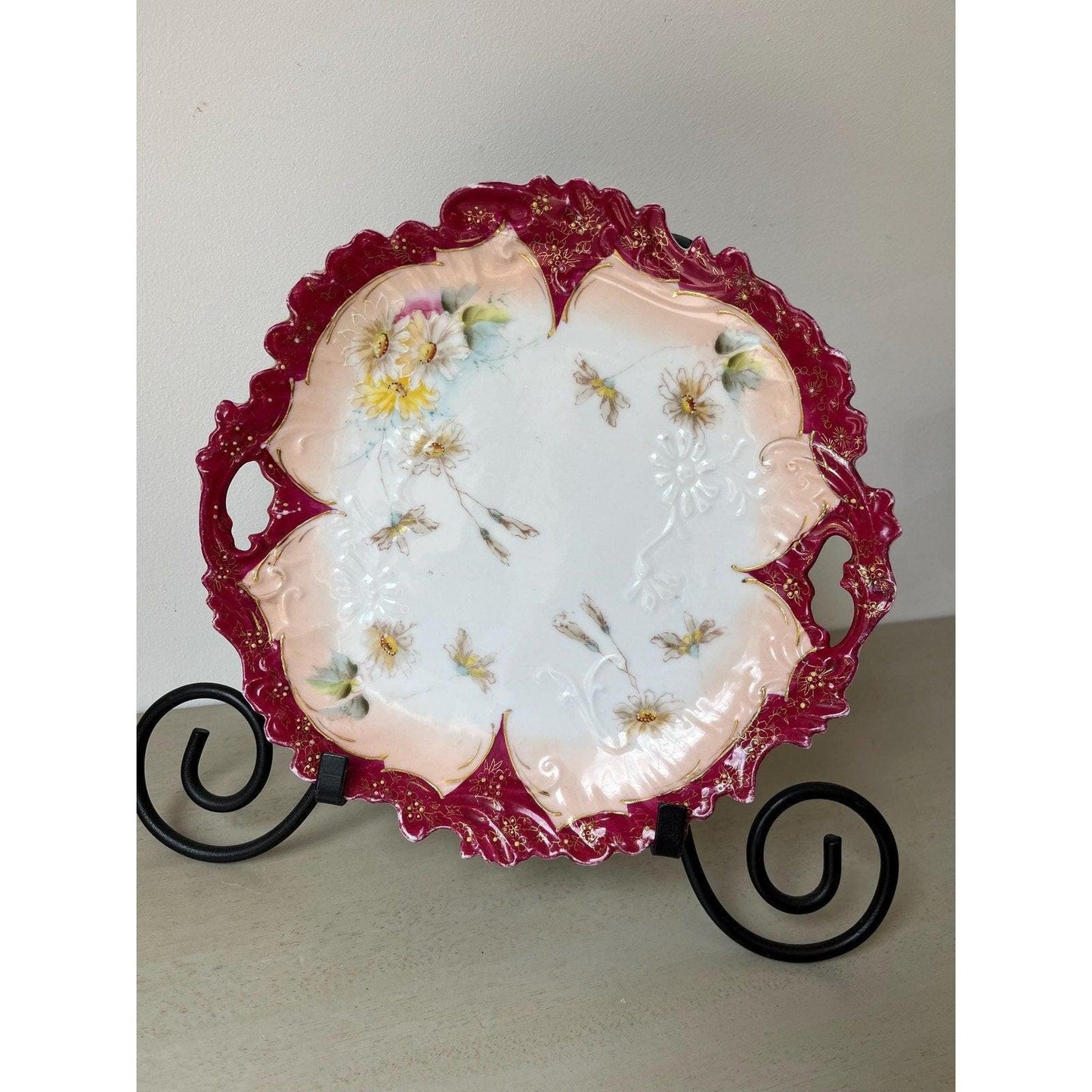 Early 20th century American Cranberry Cake Plate