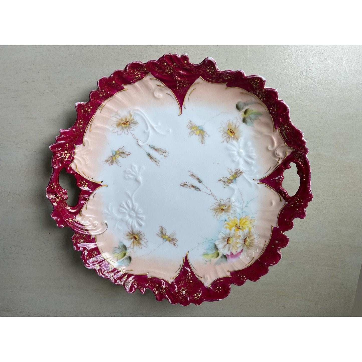 Early 20th century American Cranberry Cake Plate