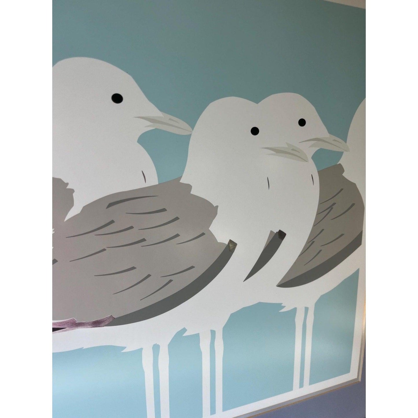 Vintage framed rare authentic print "Seagulls" by Kevin Newman