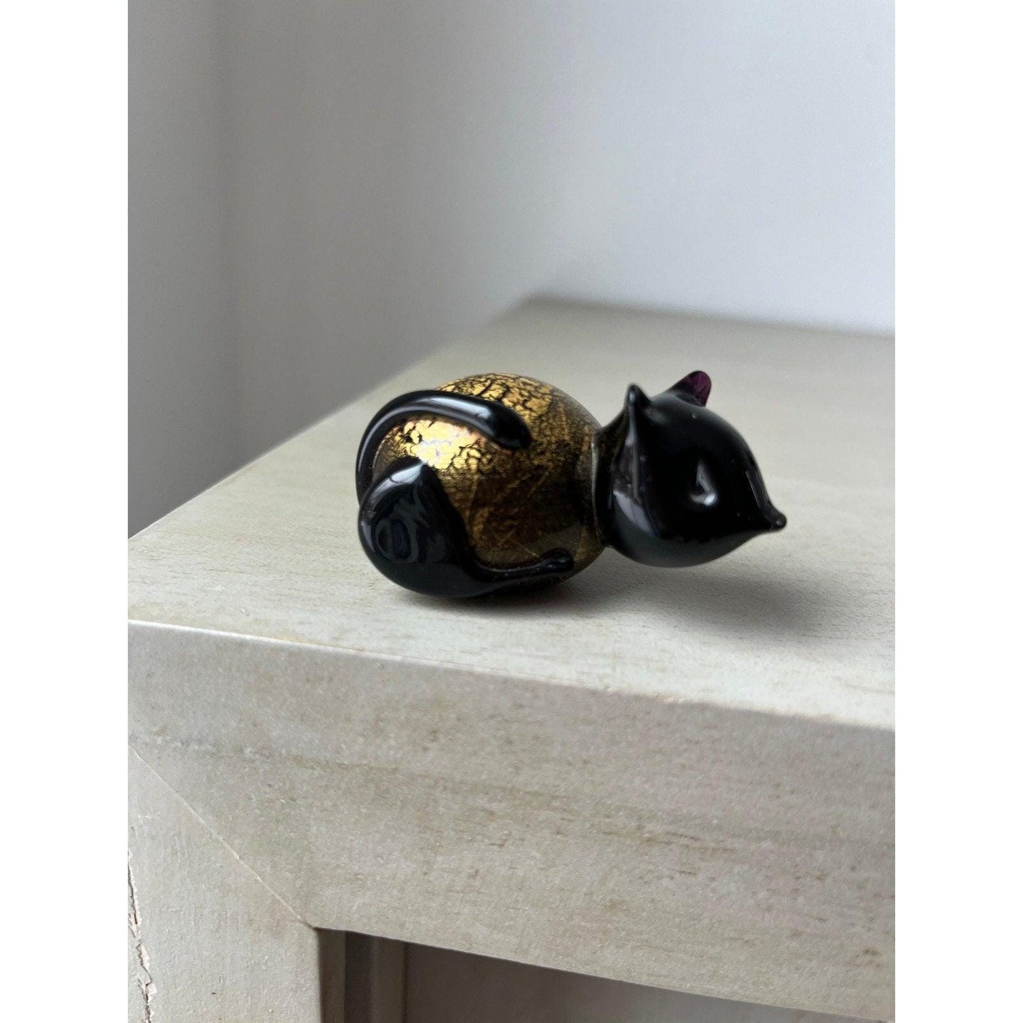 1980s Azurene Black Glass 'Minimals' Cat figurine