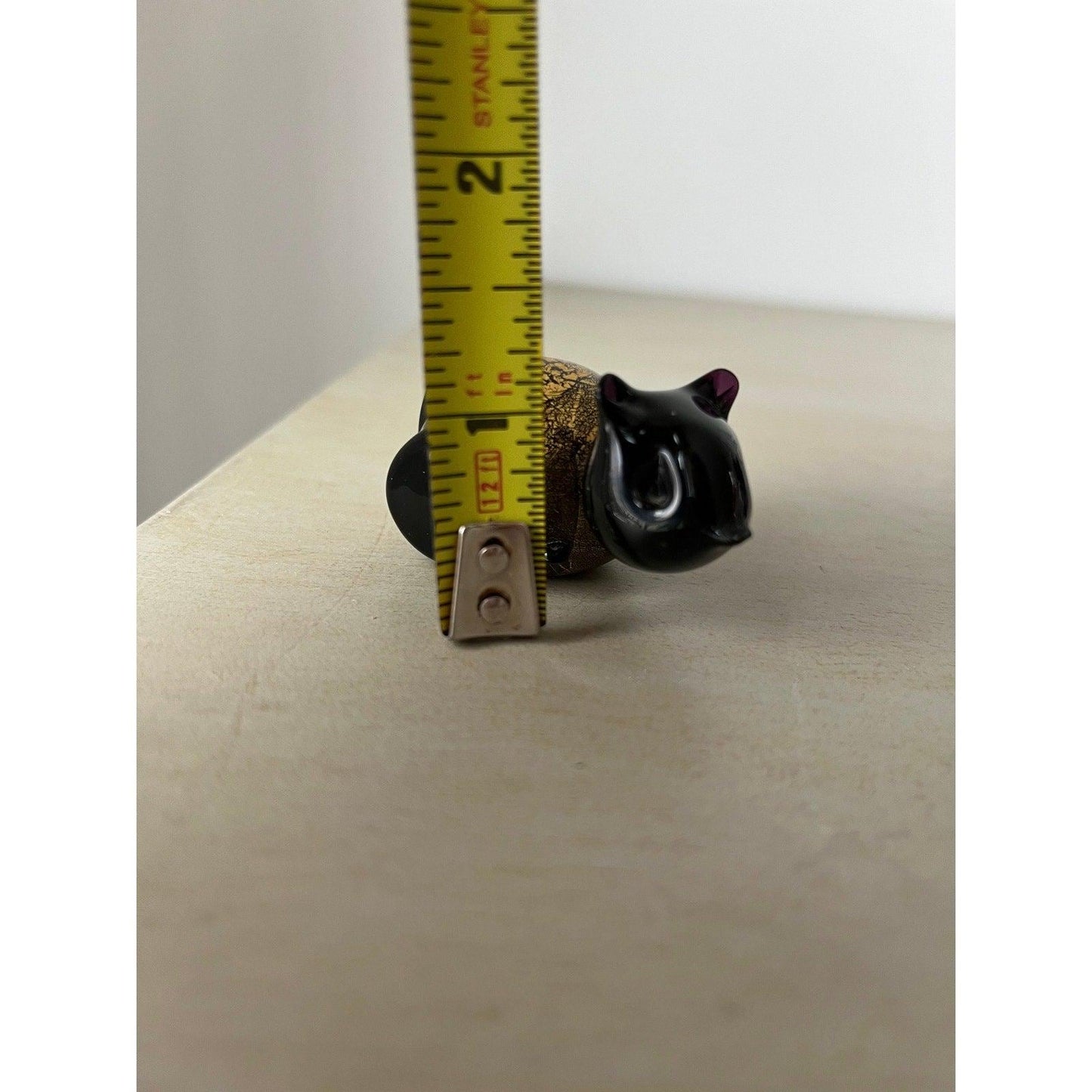 1980s Azurene Black Glass 'Minimals' Cat figurine