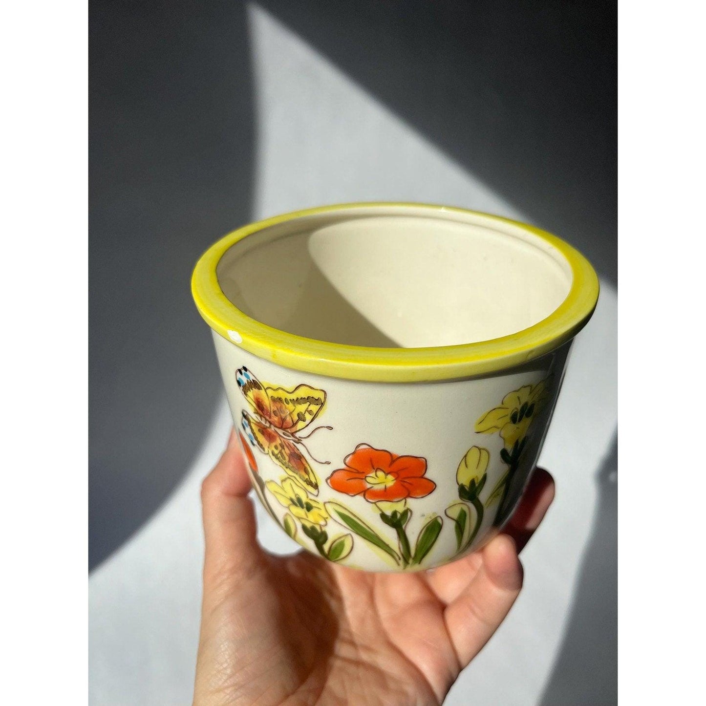 Vintage Ardco small planter with butterflies and flowers