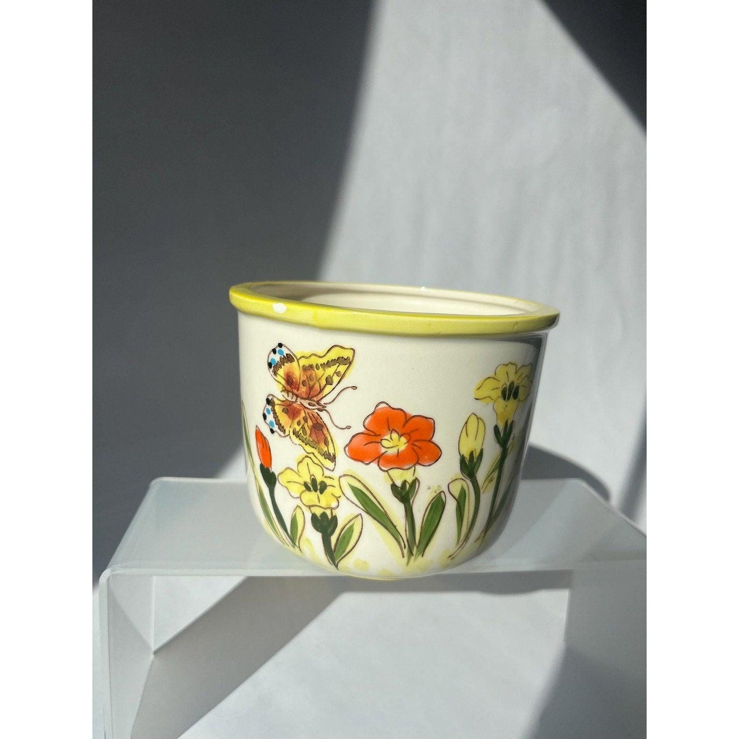 Vintage Ardco small planter with butterflies and flowers