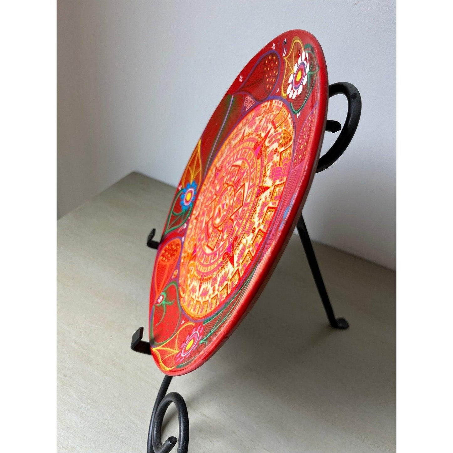 Vintage Mexican Aztec sun calendar plate