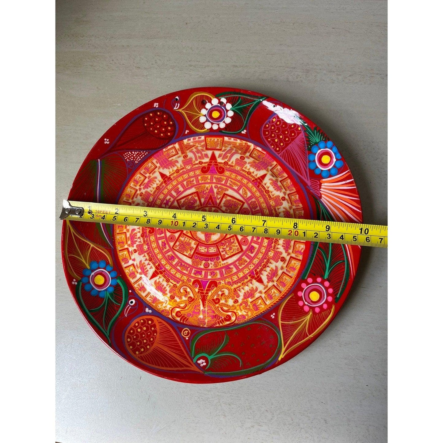 Vintage Mexican Aztec sun calendar plate