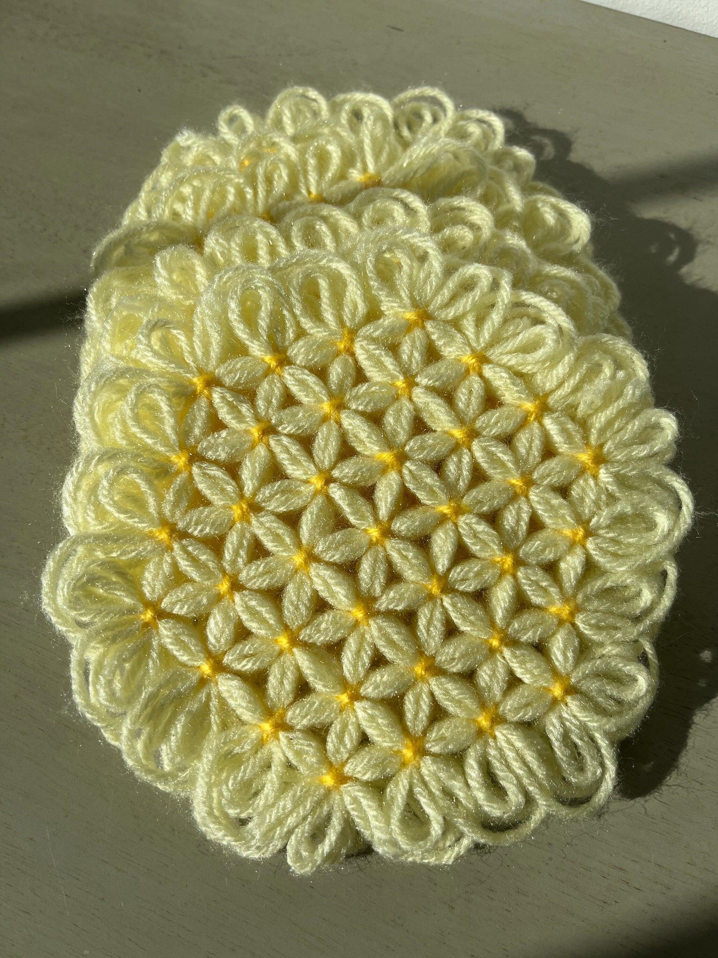 Vintage yellow crocheted coasters