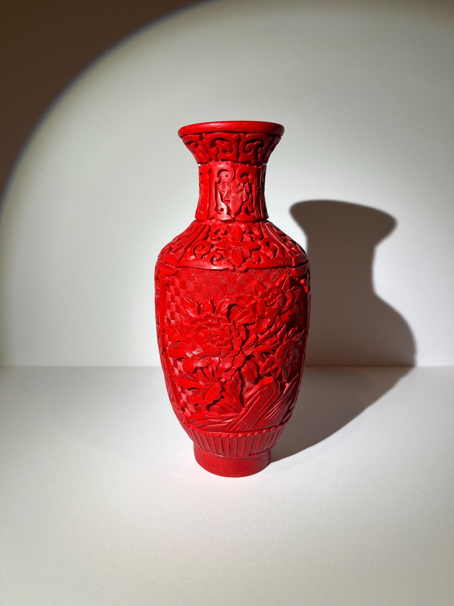 Vintage Chinese Red Cinnabar Lacquer Vase
