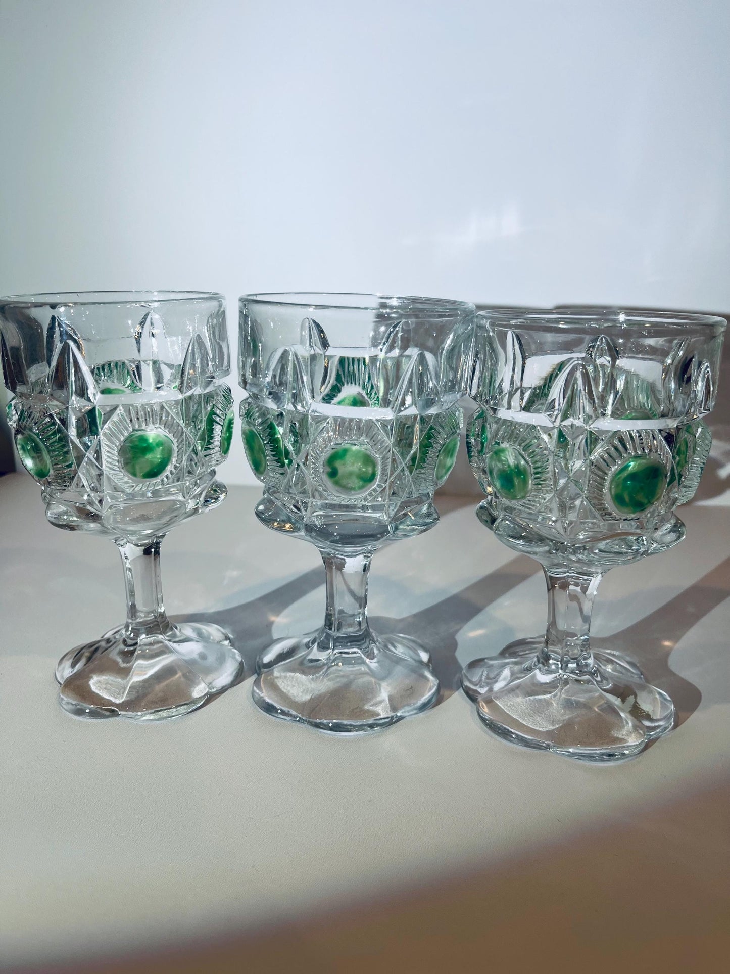 EAPG Early American Pattern Glass Bulls Eye and Daisy Newport Goblets