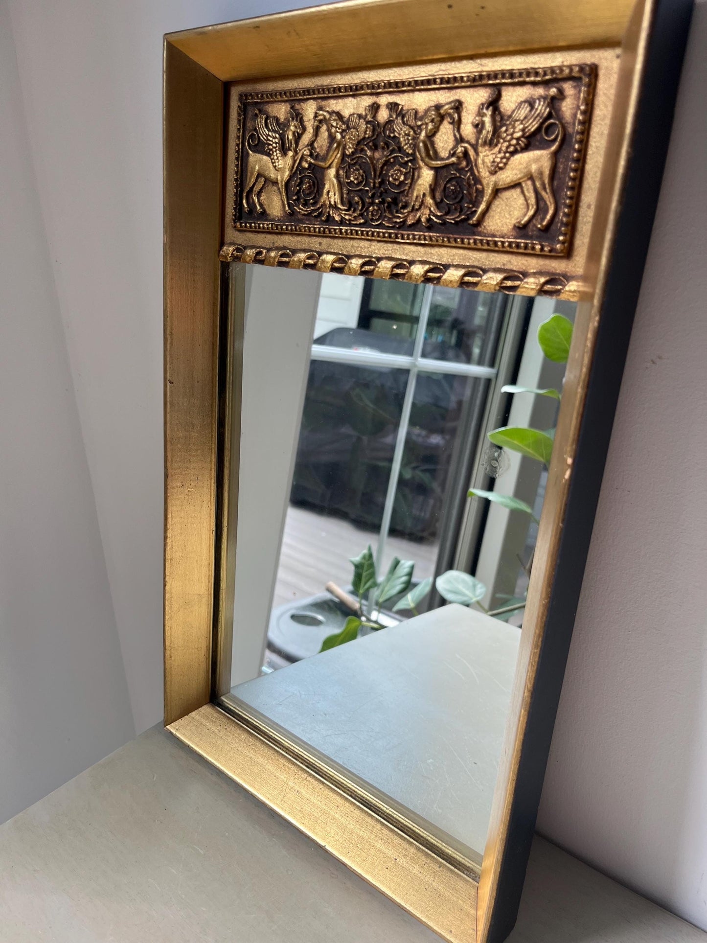 Vintage Trumeau Neoclassical Giltwood Vanity Wall Mirror