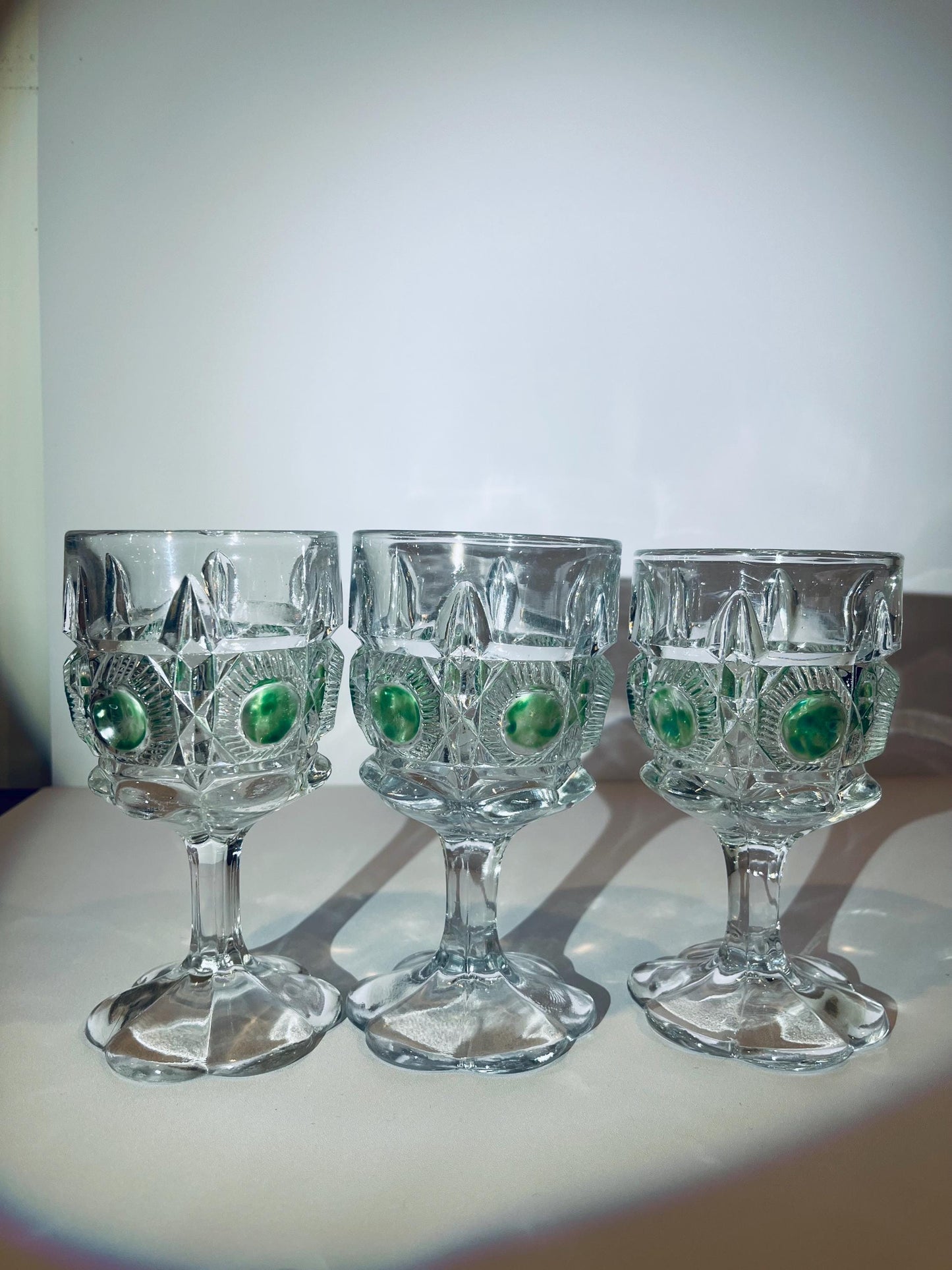 EAPG Early American Pattern Glass Bulls Eye and Daisy Newport Goblets