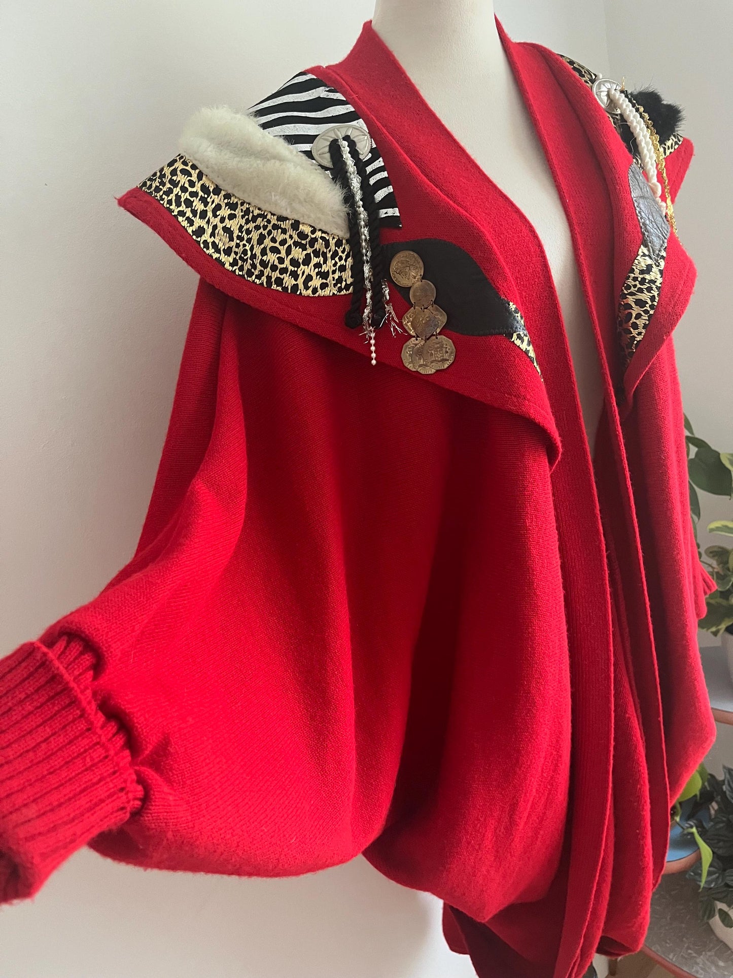 One Of A Kind Red Vintage Knit Cardigan