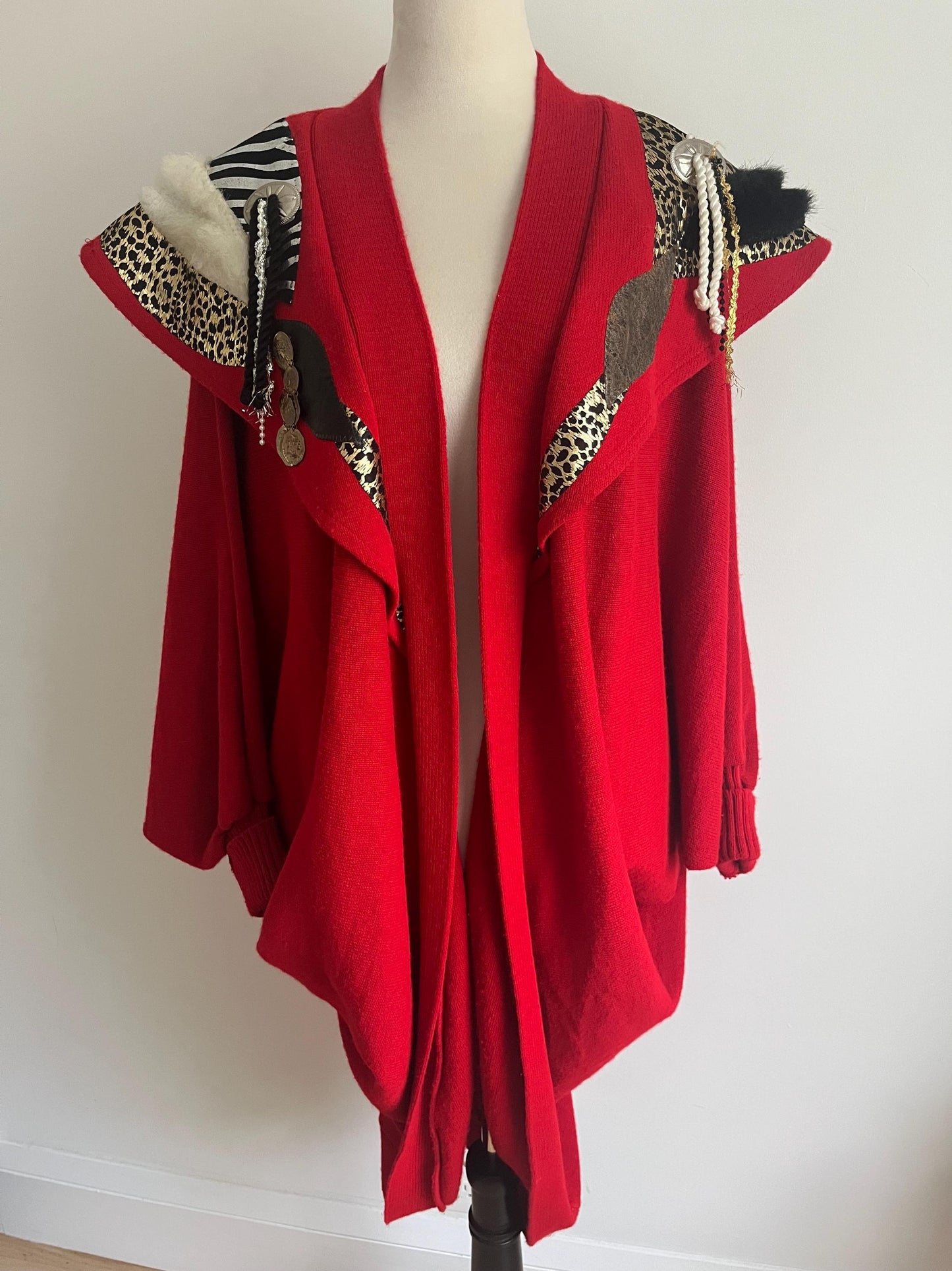 One Of A Kind Red Vintage Knit Cardigan
