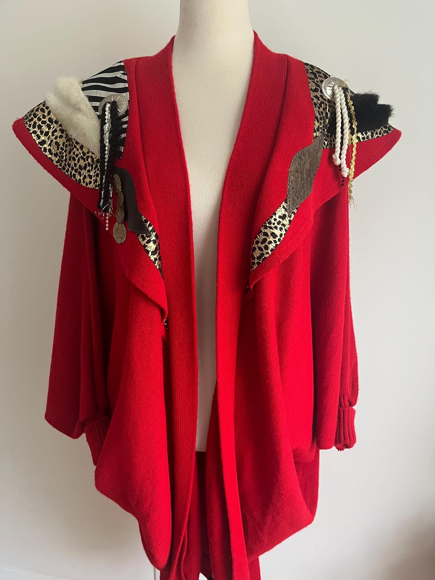 One Of A Kind Red Vintage Knit Cardigan