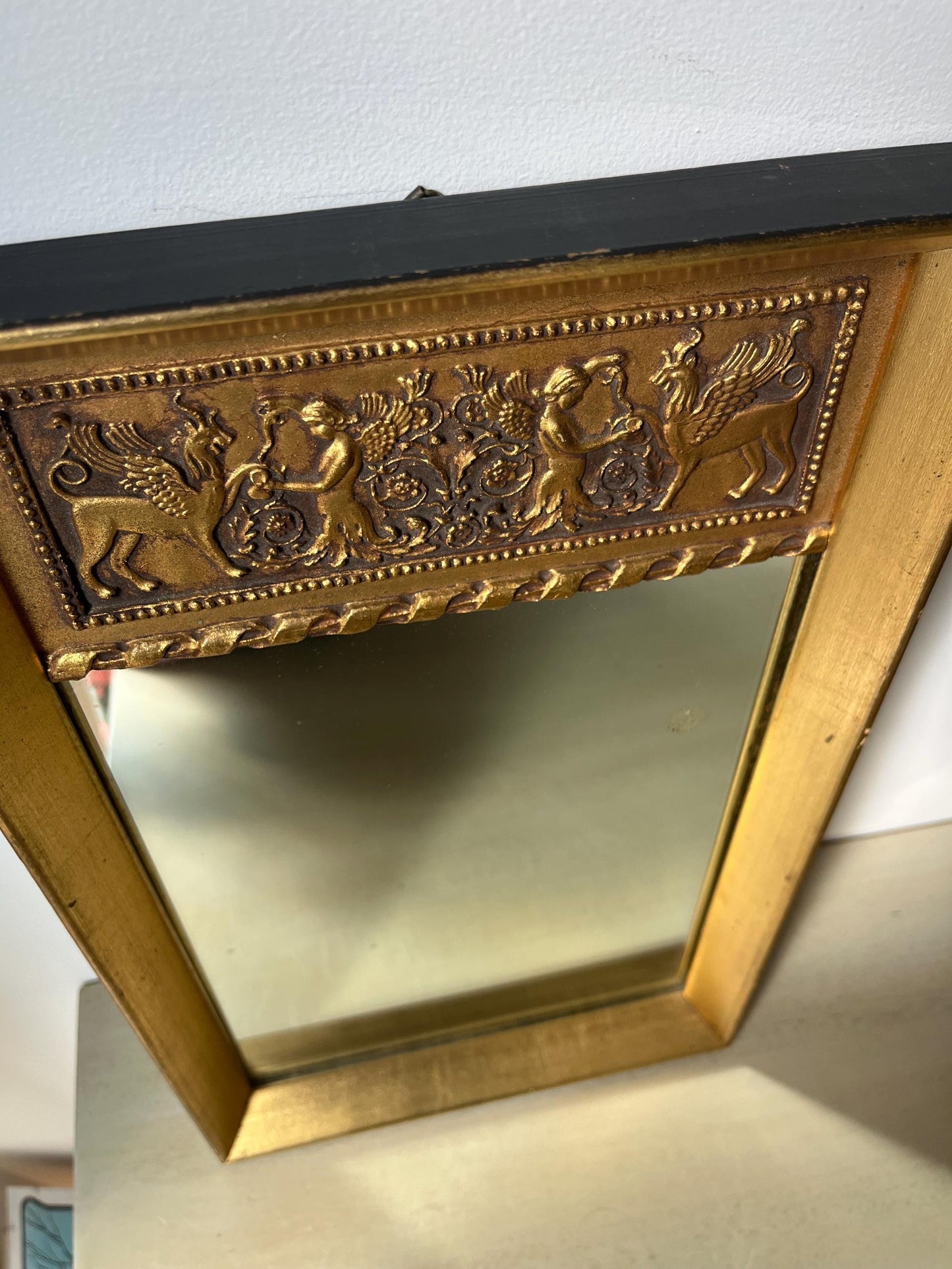Vintage Trumeau Neoclassical Giltwood Vanity Wall Mirror