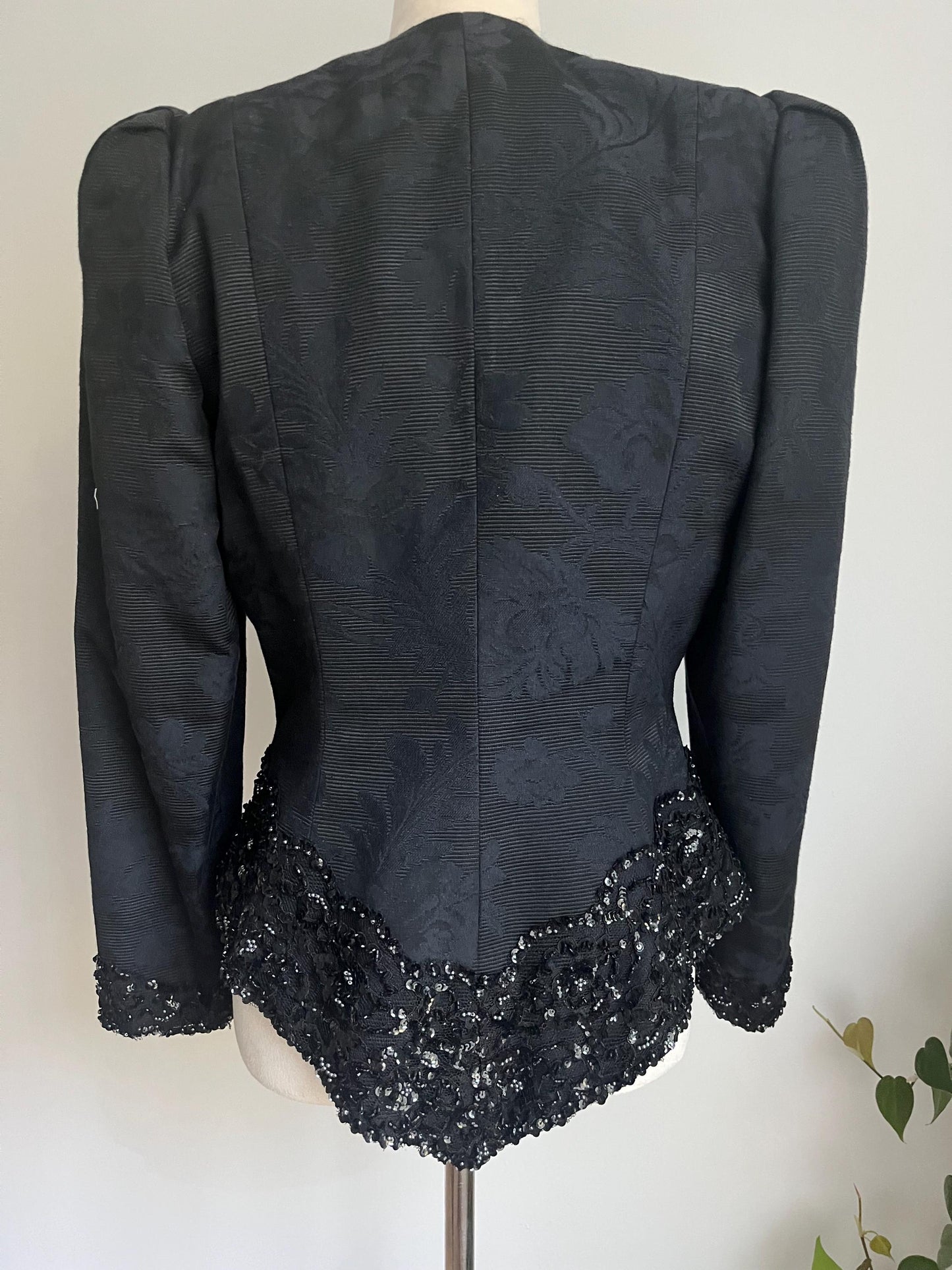 Vintage Julie Duroche By After Five Sequin Elegant Jacket Top Black Size 10