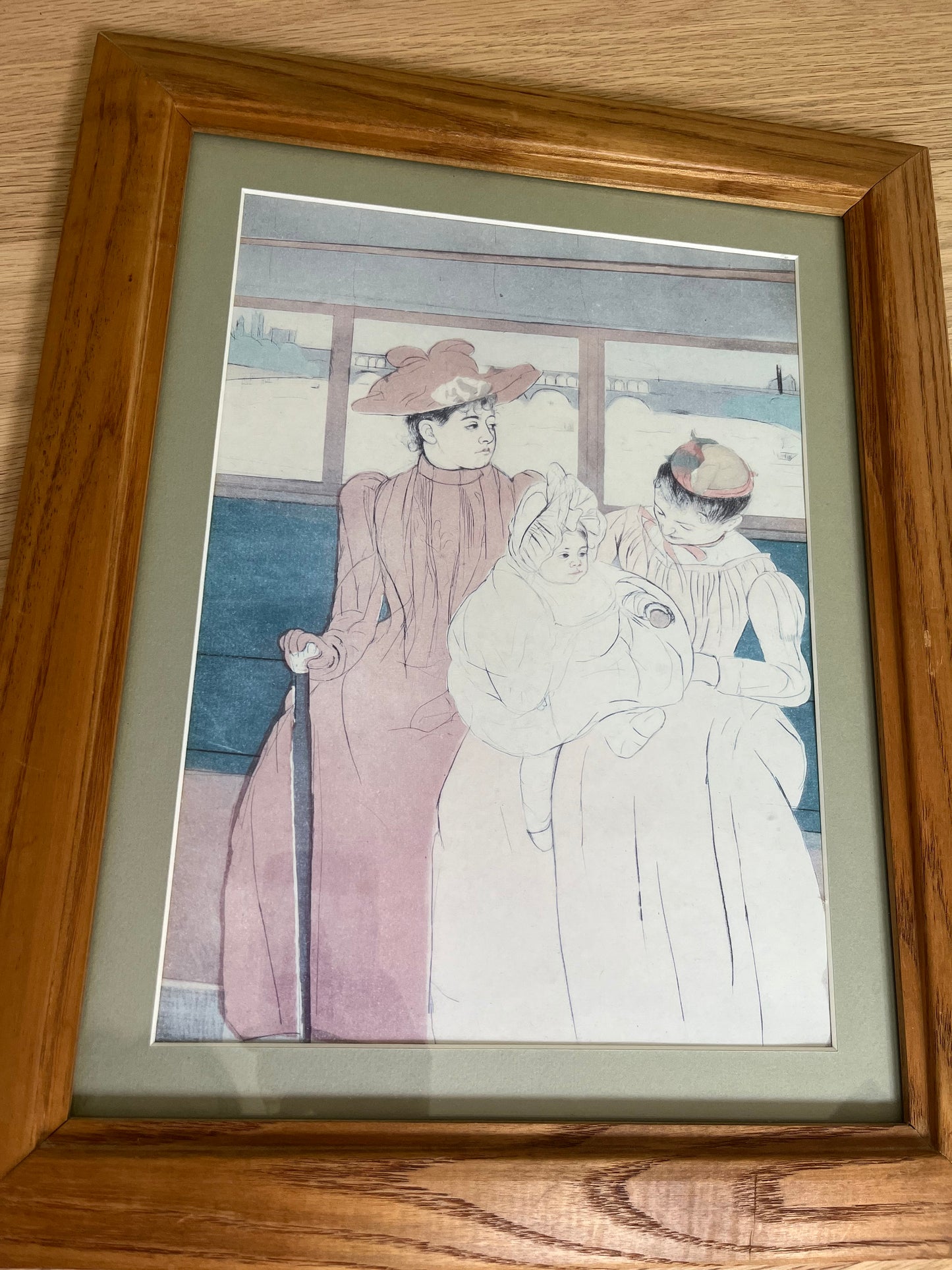 Vintage framed Mary Cassatt print “On the Omnibus