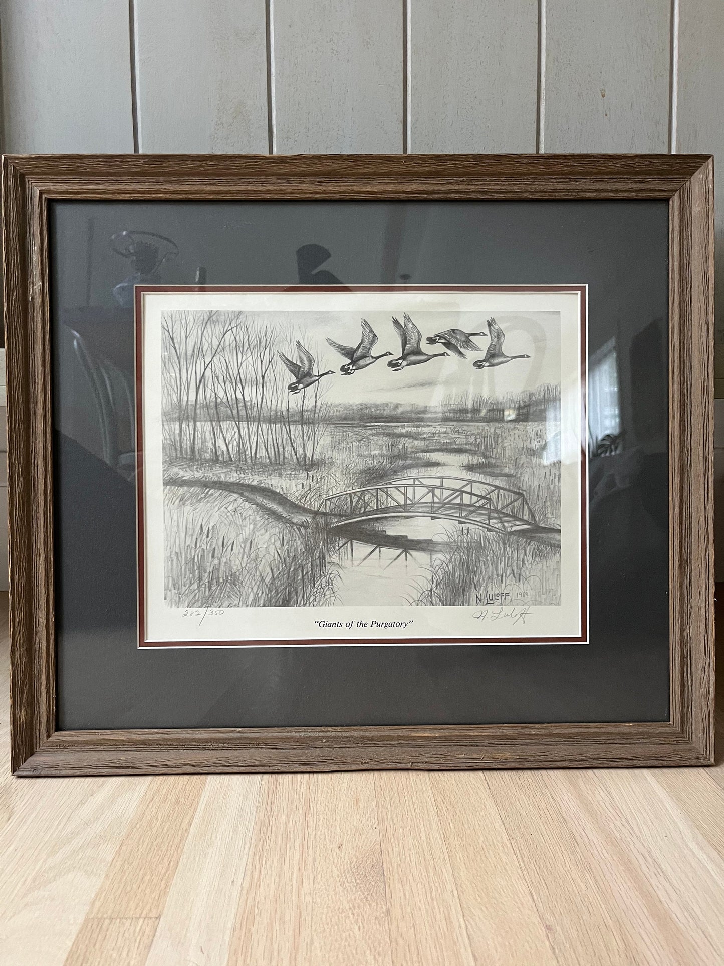 Vintage framed N. Luloff "Giants Of The Purgatory" print